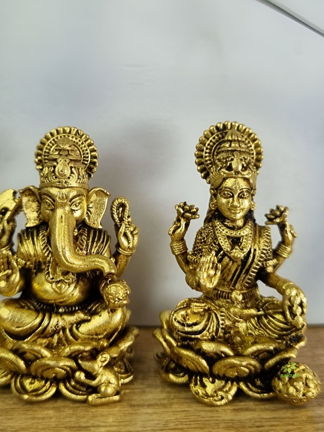 Aakrati Yellow 2 Pieces Lord Laxmi Ganesh Brass Showpieces-picture-11
