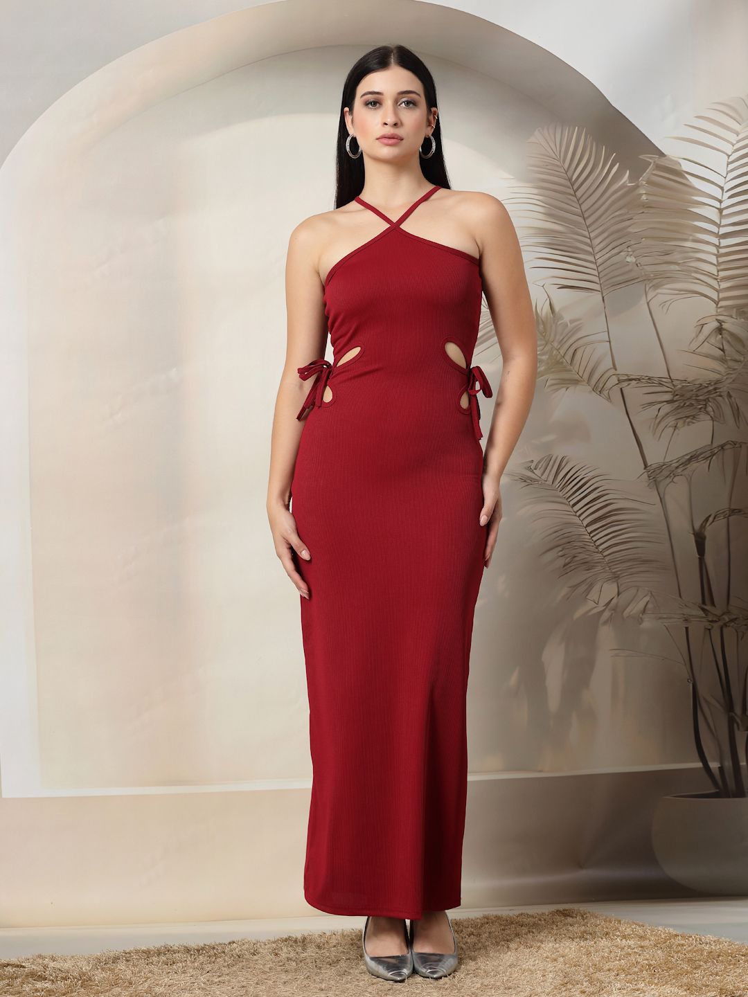 aayu Halter Neck Bodycon Maxi Dress-picture-27