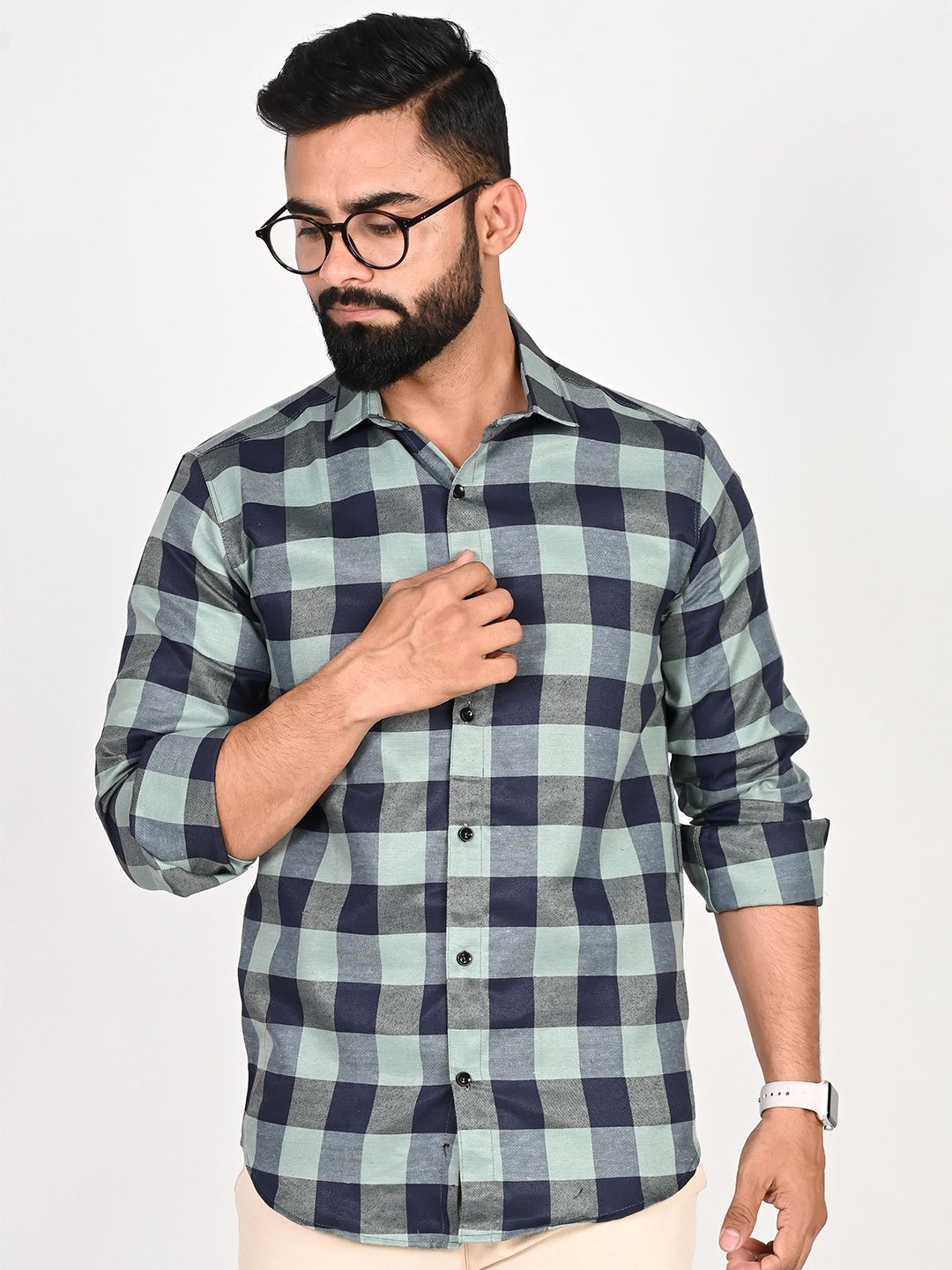 Tanip Men Comfort Sheer Checked Casual Shirt-picture-31