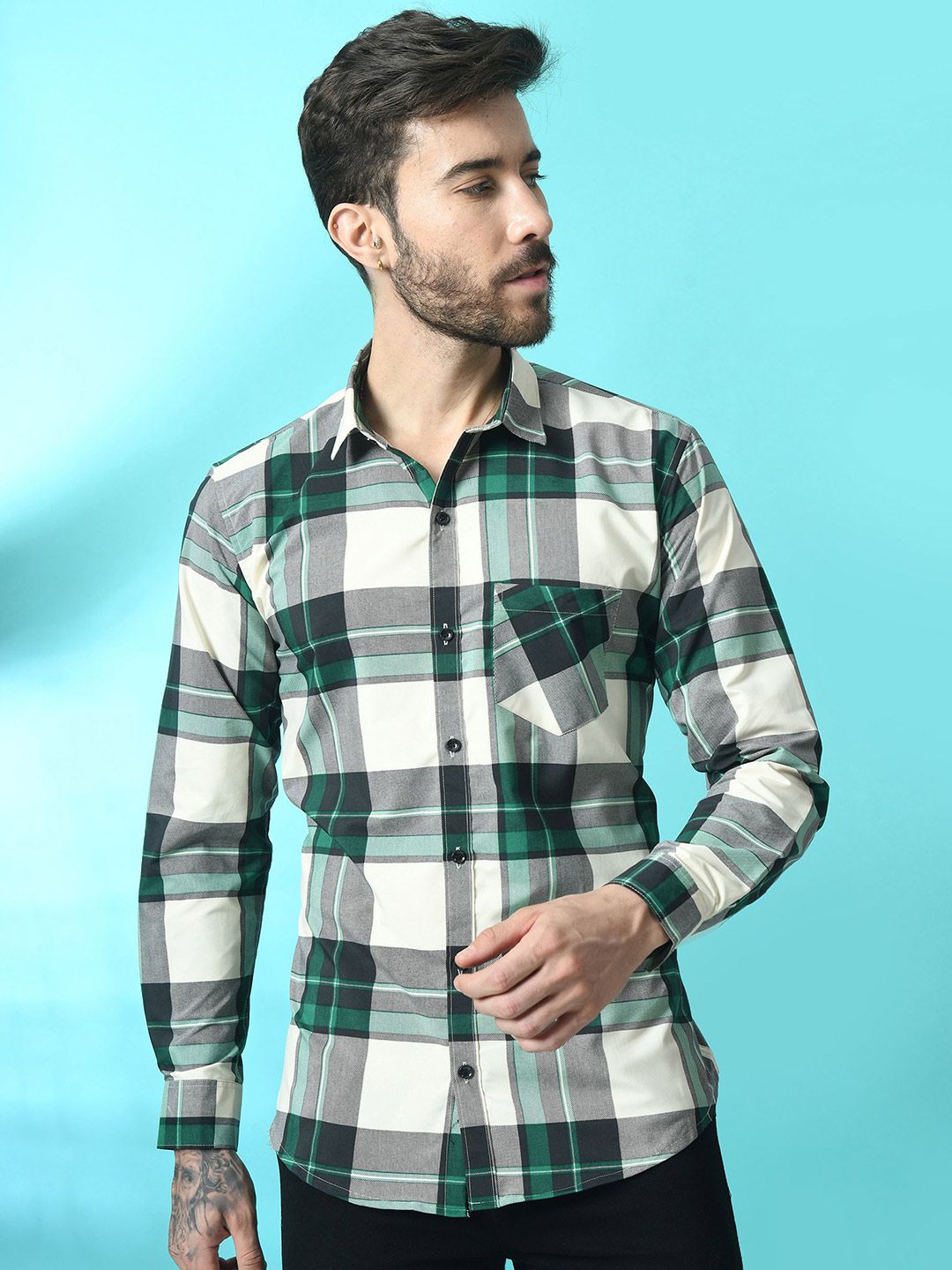 Tanip Men Comfort Sheer Checked Casual Shirt-picture-39