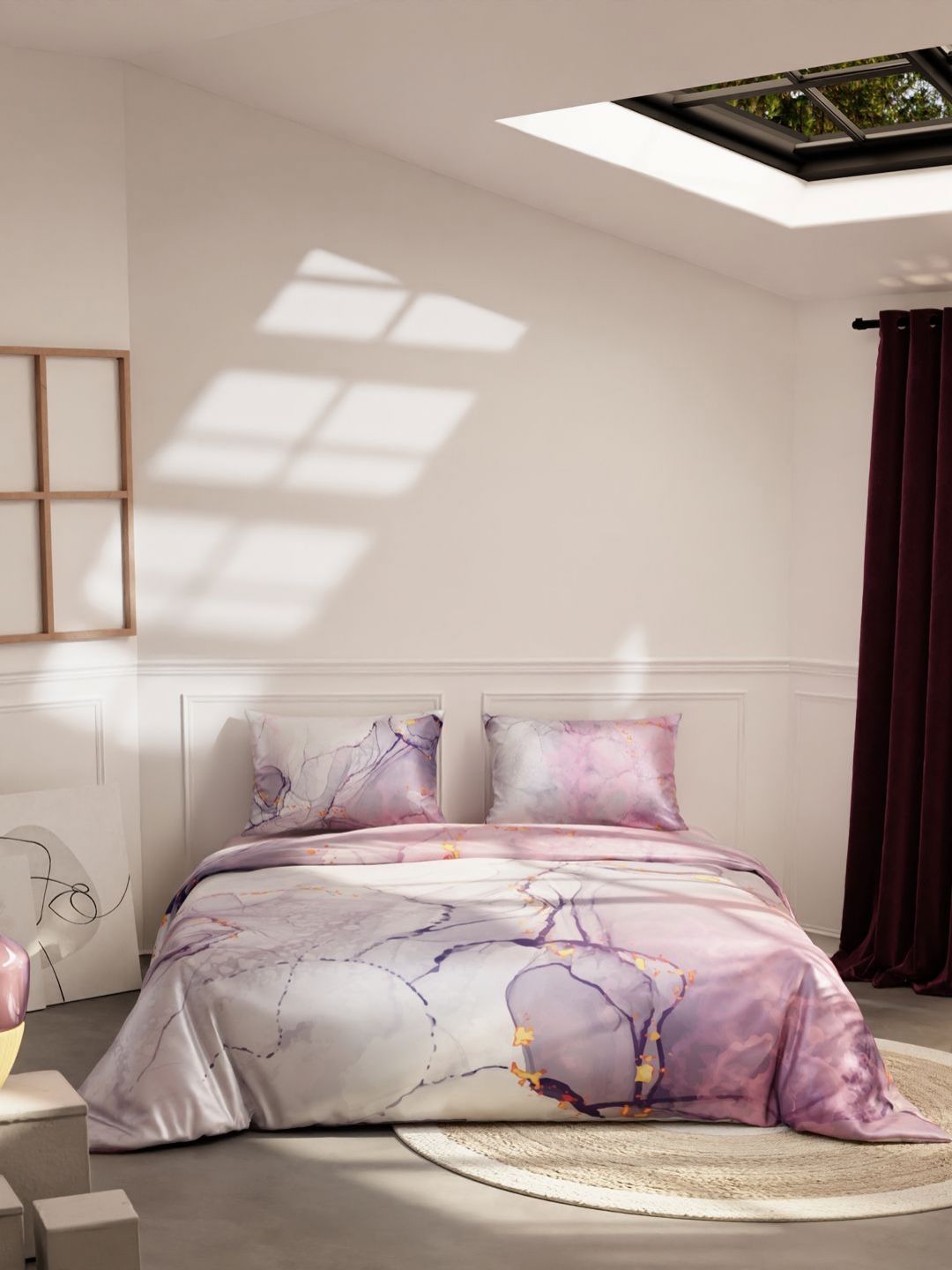 Stoa Paris Lavender & Yellow Satin King Regular Bedding Set-image-26
