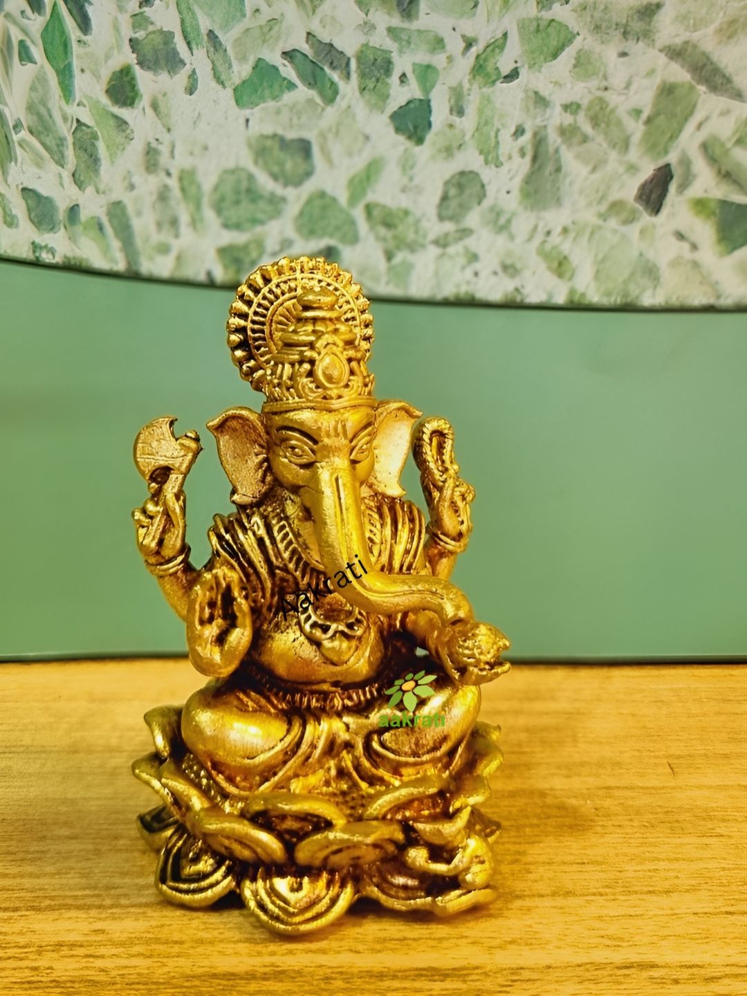 Aakrati Yellow Lord Ganesha Idol Brass Showpiece-picture-16