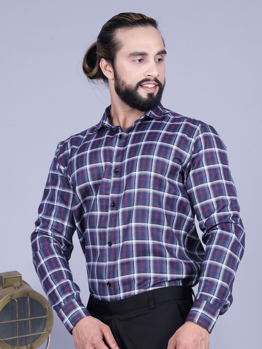 Tanip Men Comfort Sheer Checked Casual Shirt-picture-34