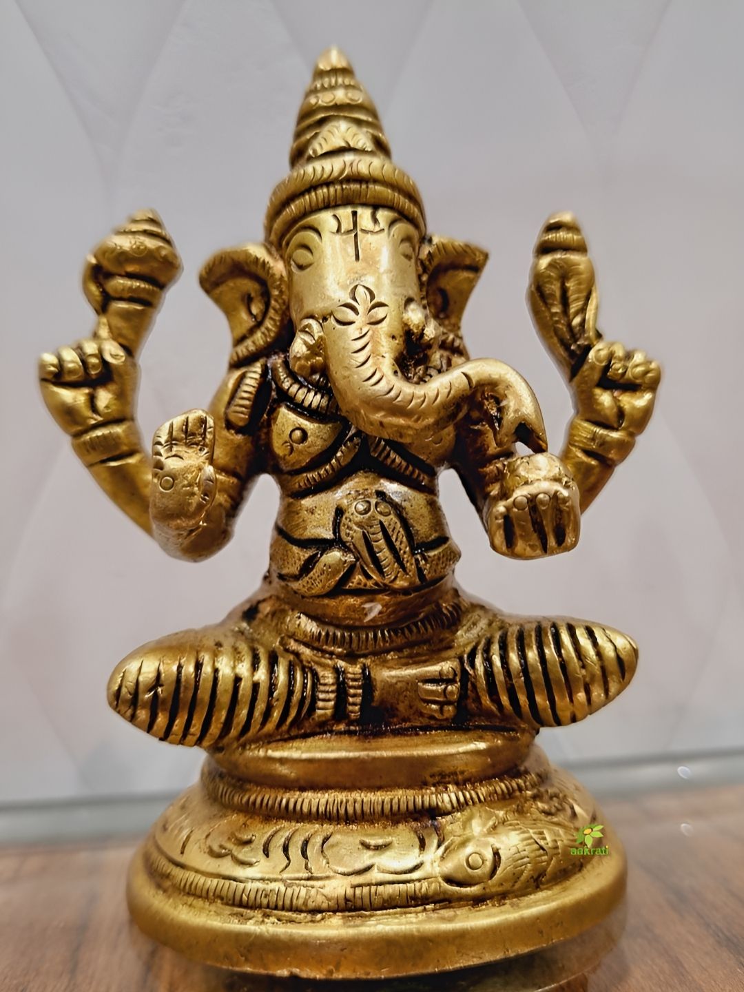 Aakrati Yellow Lord Ganesha Idol Brass Showpiece-picture-17