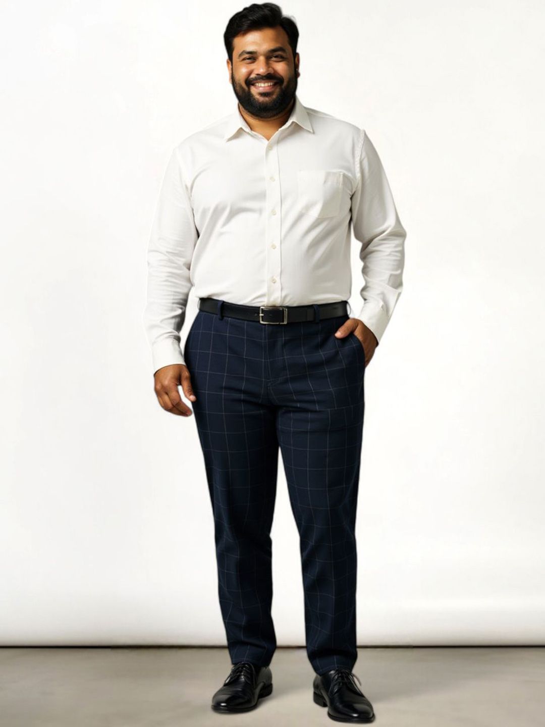 The Pant Project Men Checked Comfort Slim Fit Wrinkle Free Trousers-picture-22