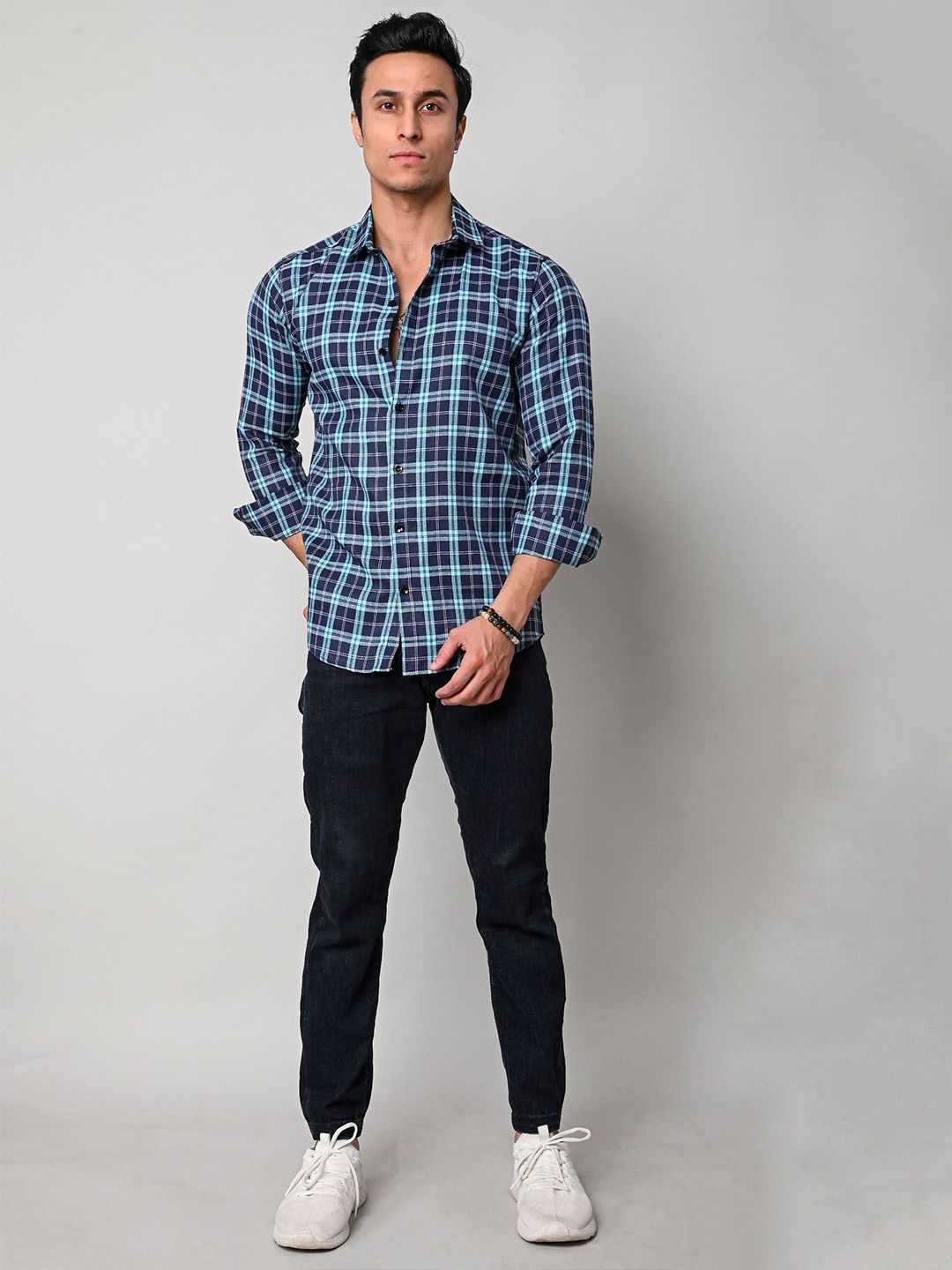 Tanip Men Comfort Sheer Checked Casual Shirt-picture-24