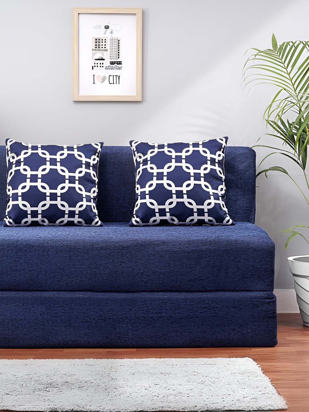 Solis Primus Comfort for all Blue Foam Fold Out Sofa Cum Bed