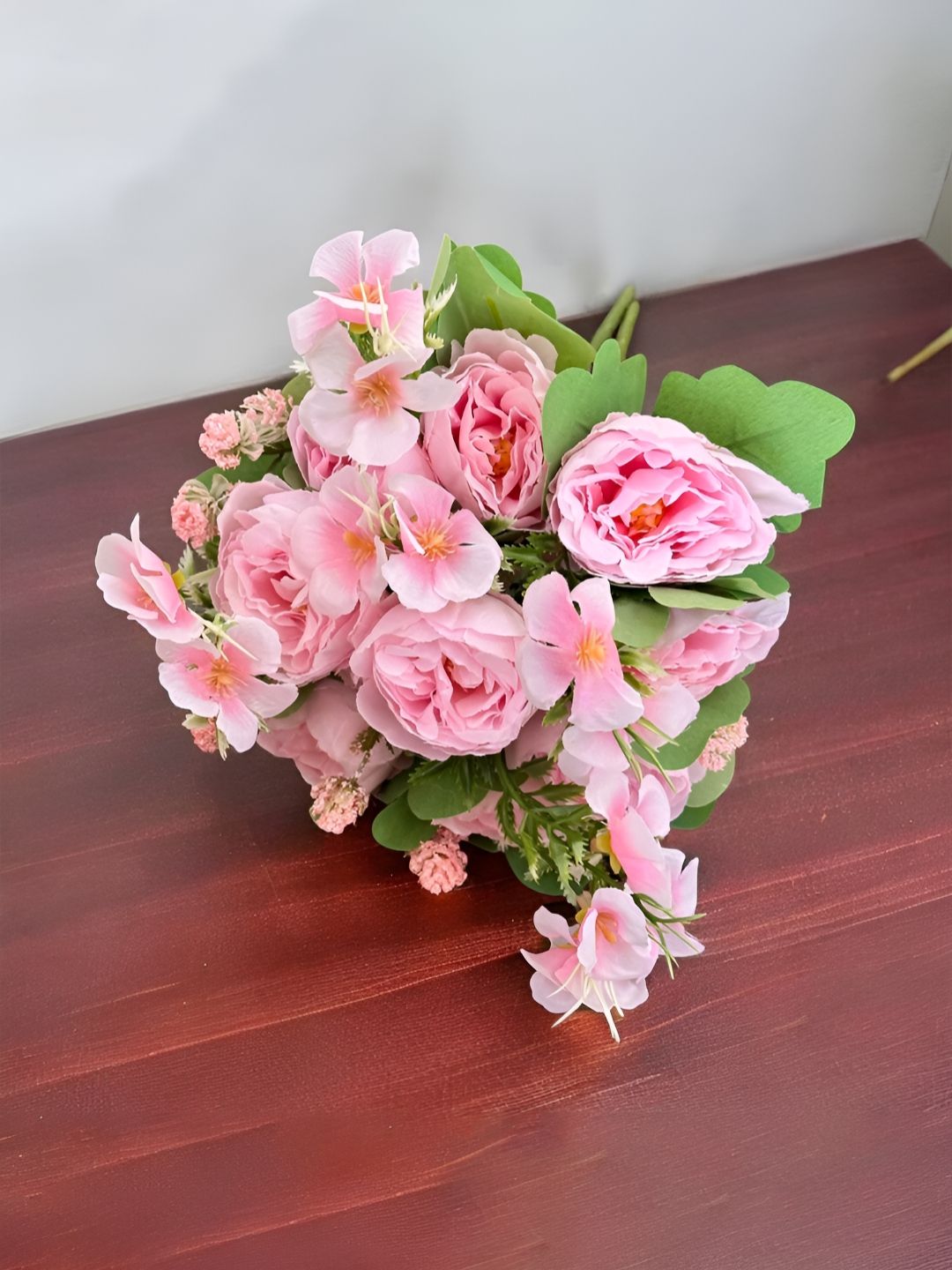 Art Street Pink & Green 2 Pieces Rose Artificial Flowers-picture-24