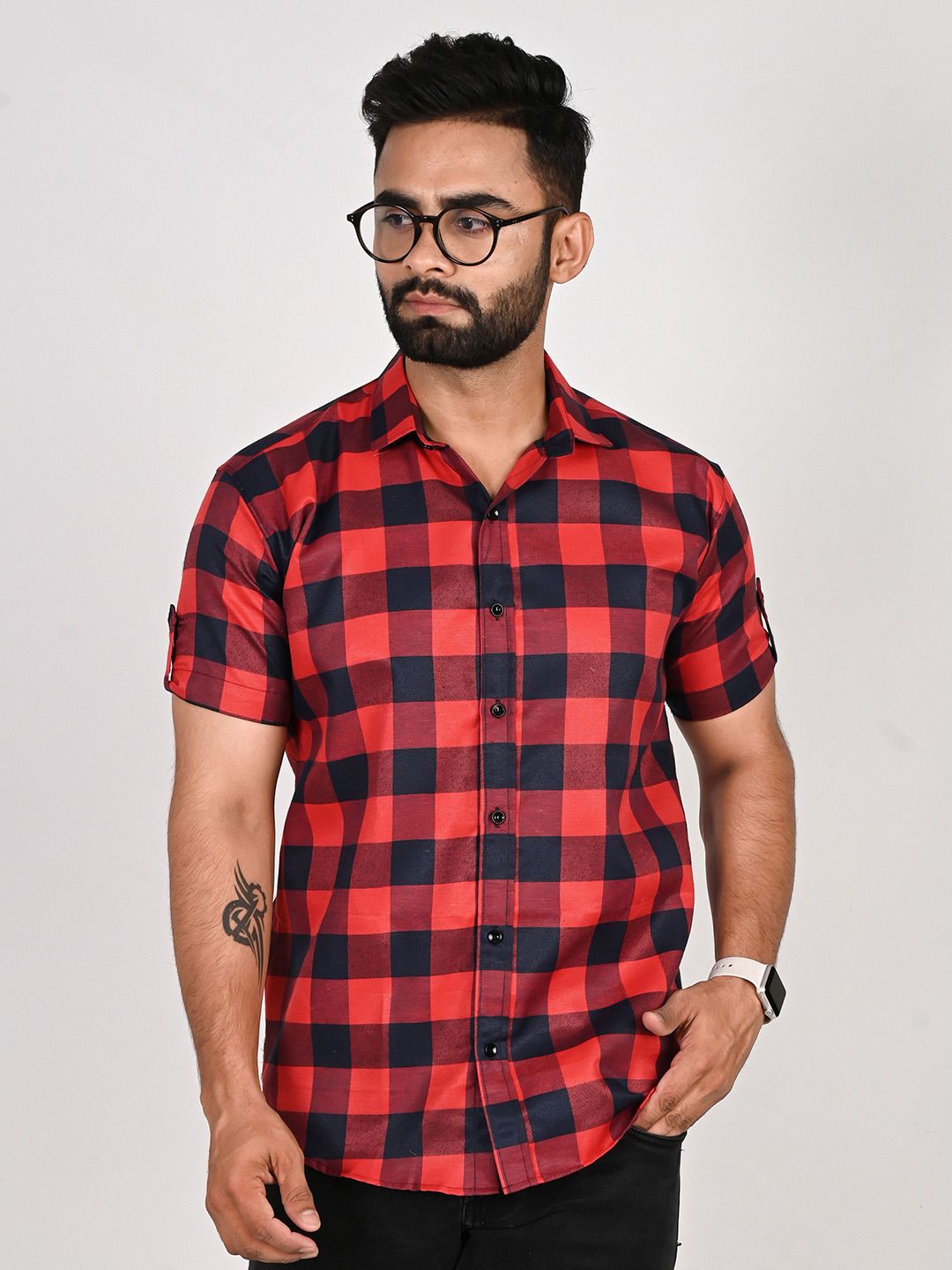 Tanip Men Comfort Sheer Checked Casual Shirt-picture-14