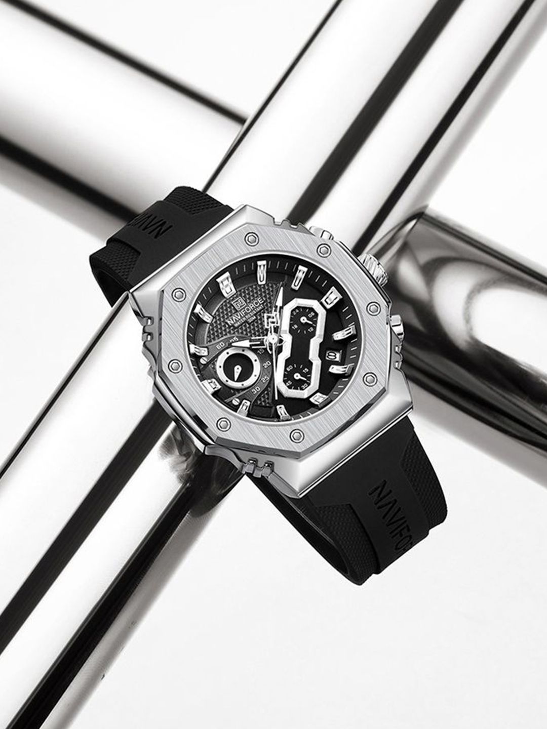 Naviforce Women Skeleton Dial & Straps Reset Time Analogue Watch NF8035L_S W B_-picture-36