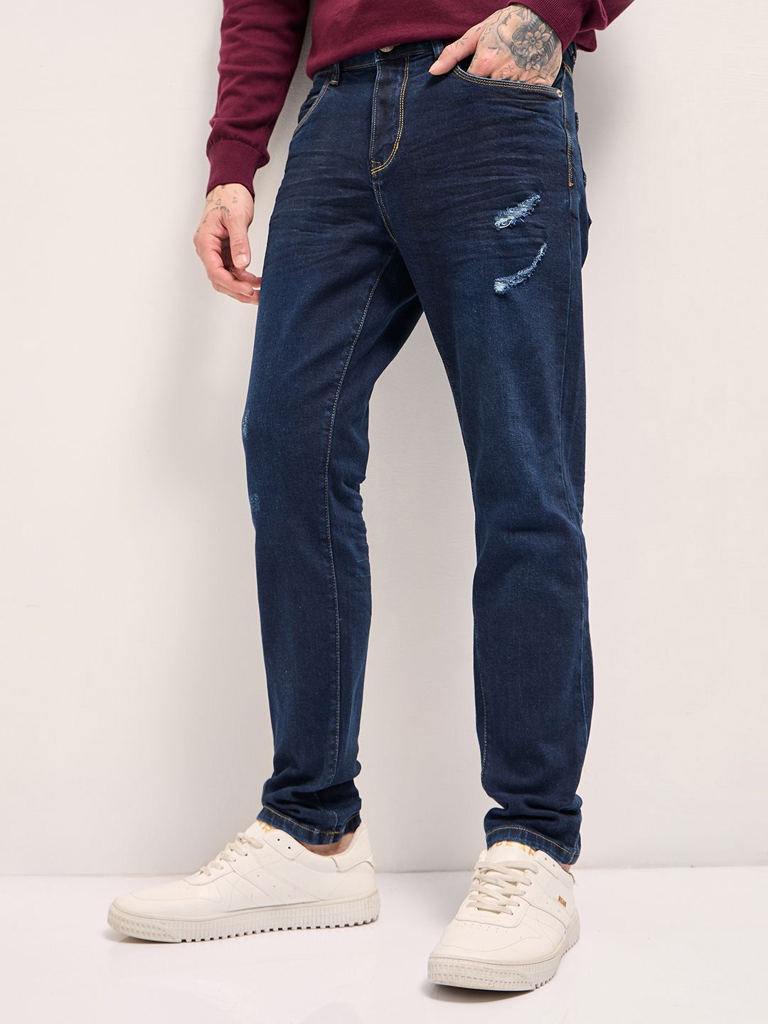 THE BEAR HOUSE THE BEAR HOUSE Men Slim Fit Stretchable Mid-Rise Jeans