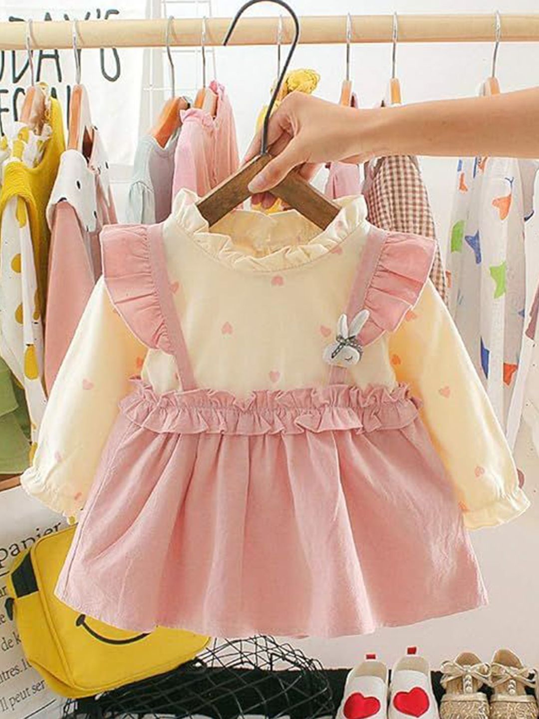 YK Girls Round Neck Cotton Fit & Flare Dress With Ruffle Details-picture-36