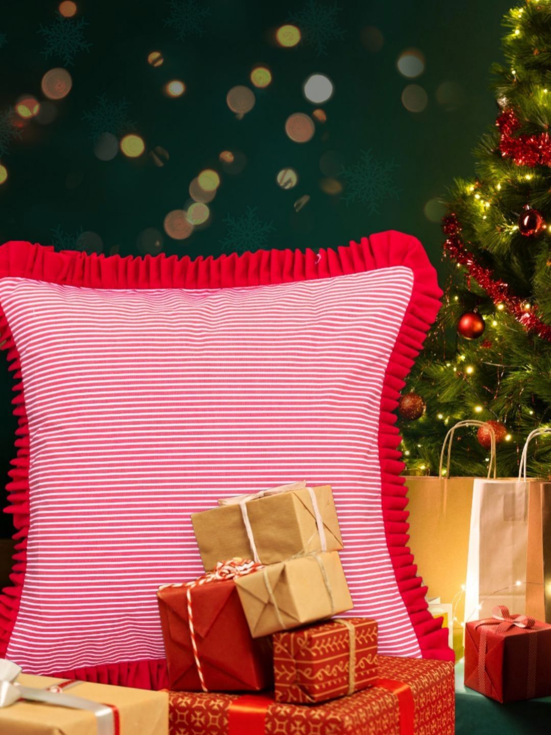 BandBox Red & White Striped Square Cushion Covers-picture-41