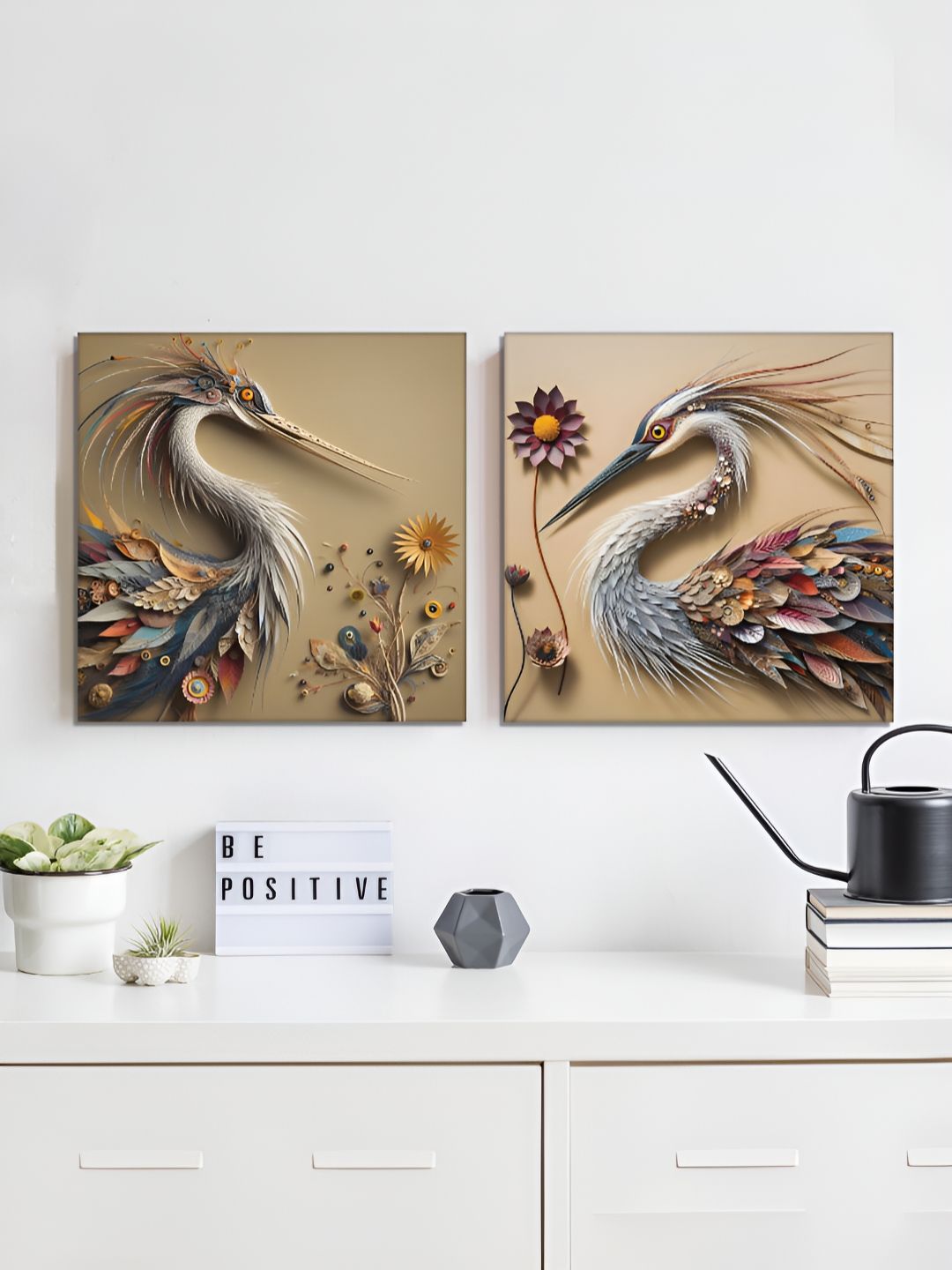RANDOM Brown & Blue 2 Pieces Birds Canvas Wall Art-picture-13