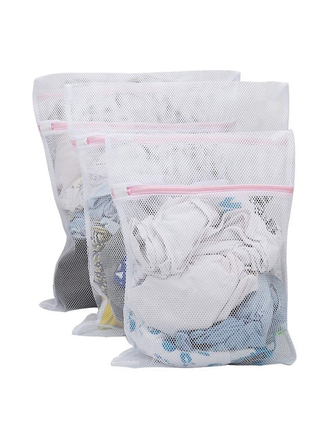 HOKIPO White 3 Pieces Mesh Laundry Clothes Washing Bags-picture-17