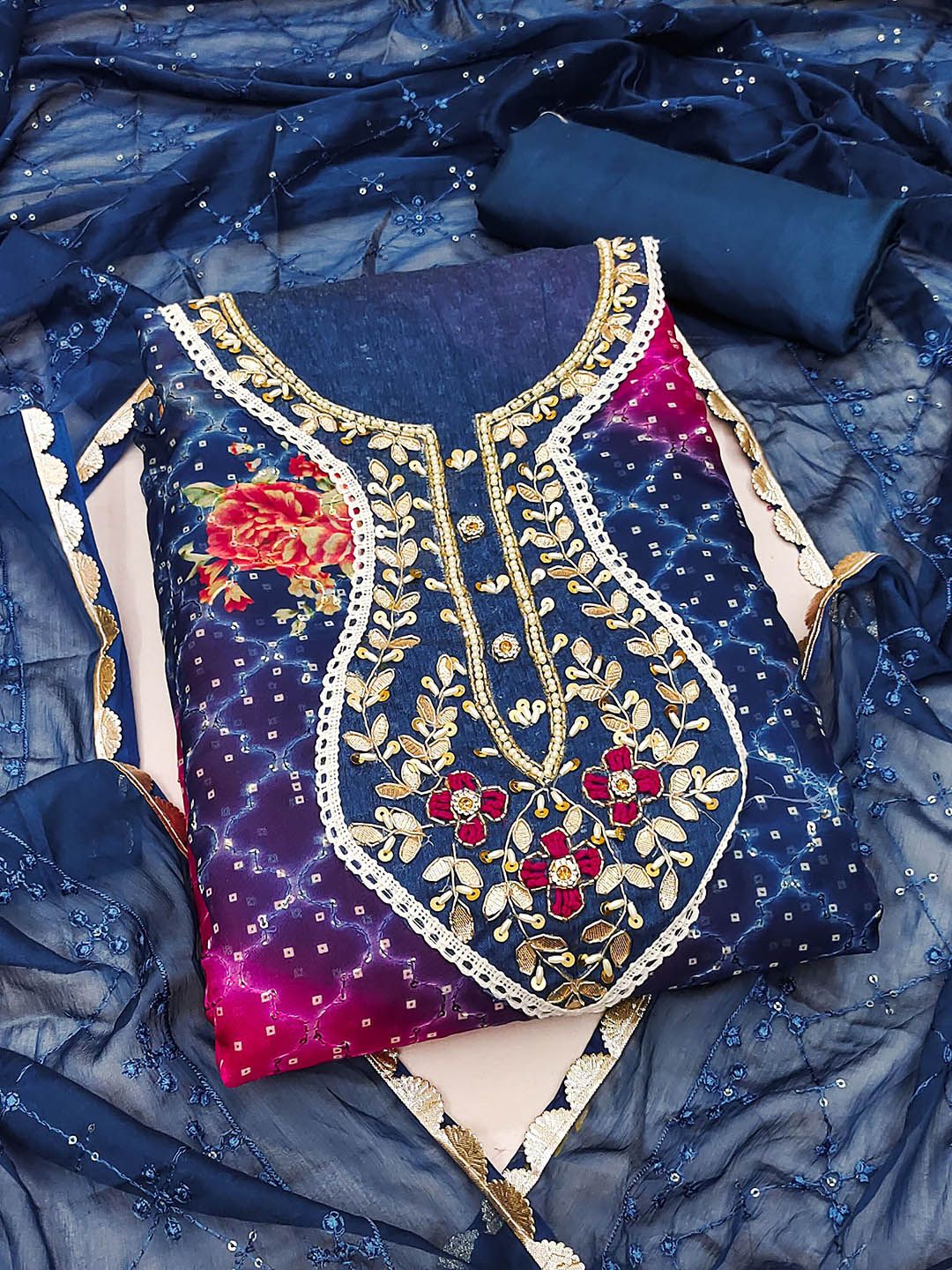 Maroosh Ethnic Motifs Printed Organza Unstitched Dress Material-image-18