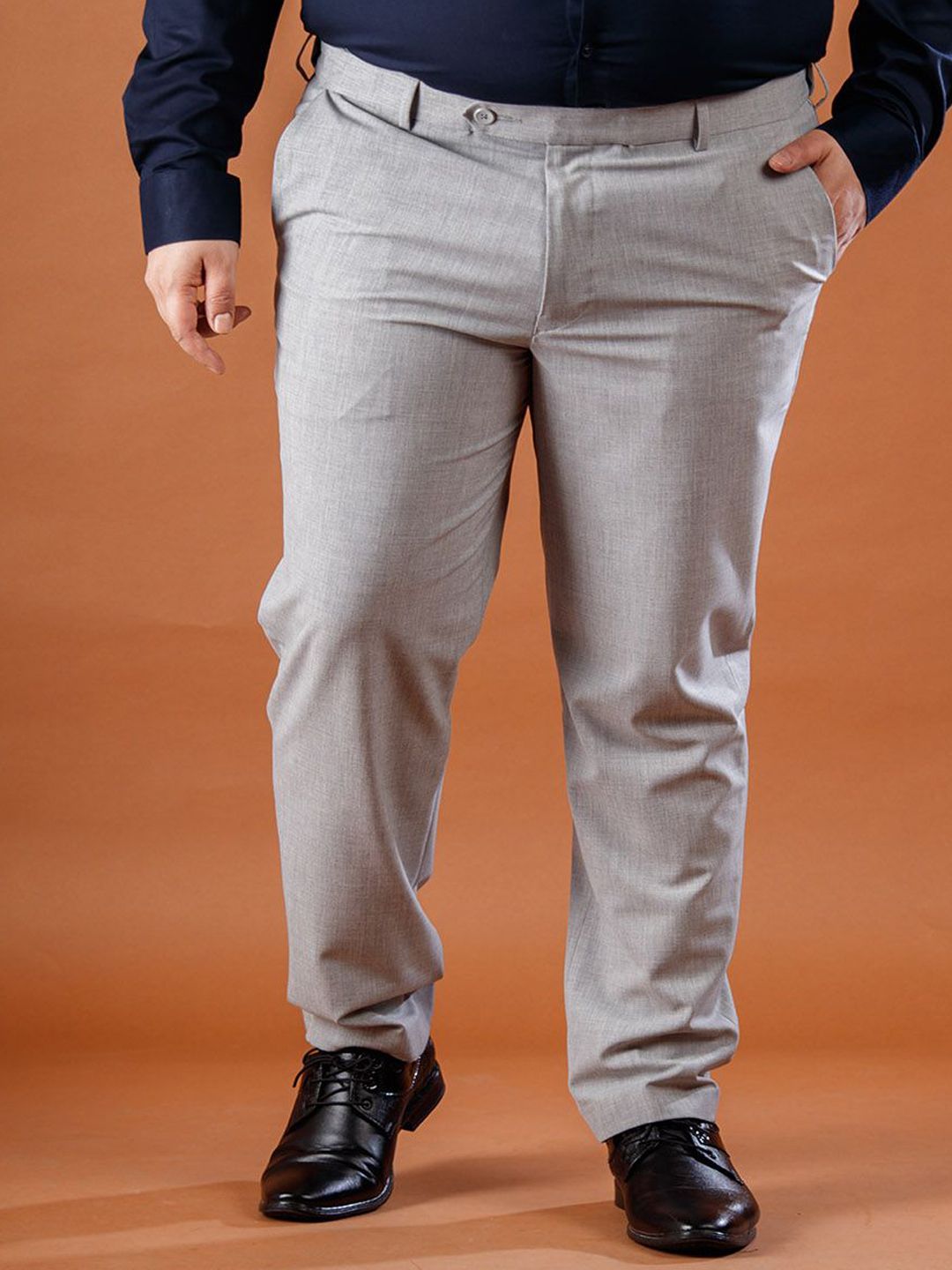 Muffynn Men Cotton Relaxed Straight Leg Straight Fit Plus Size Formal Trousers-picture-58