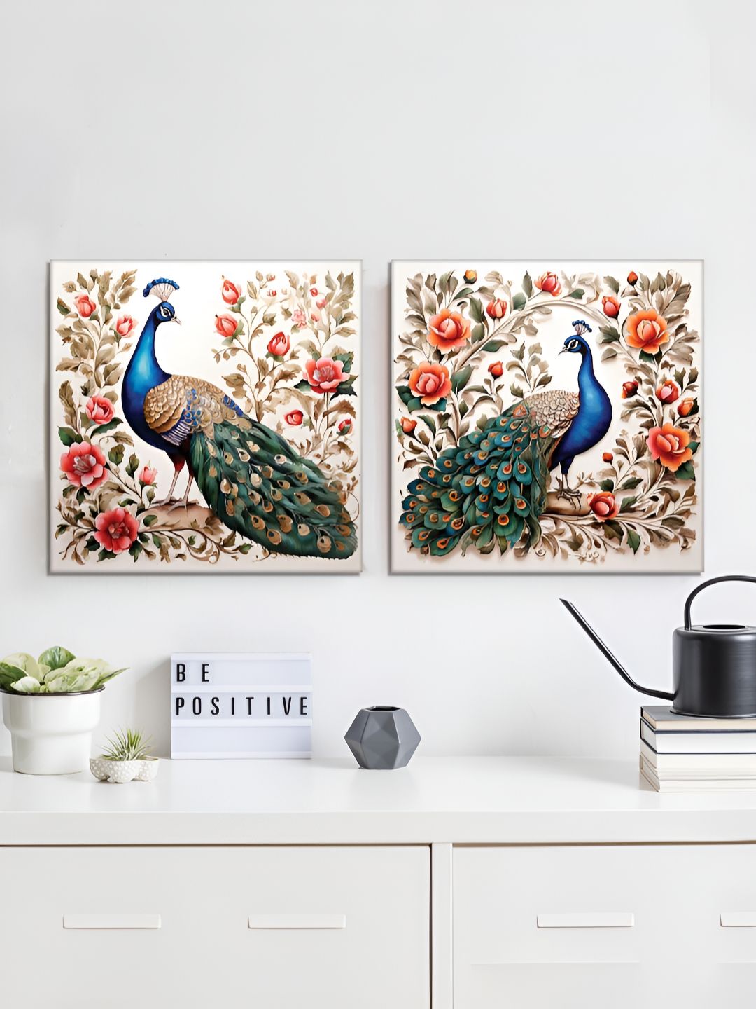 RANDOM White & Blue 2 Pieces Birds and Animals Canvas Wall Paintings-picture-25