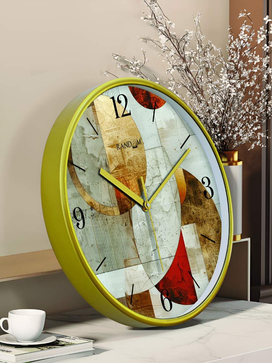 RANDOM White & Green Printed Analogue Contemporary Wall Clock-image-35