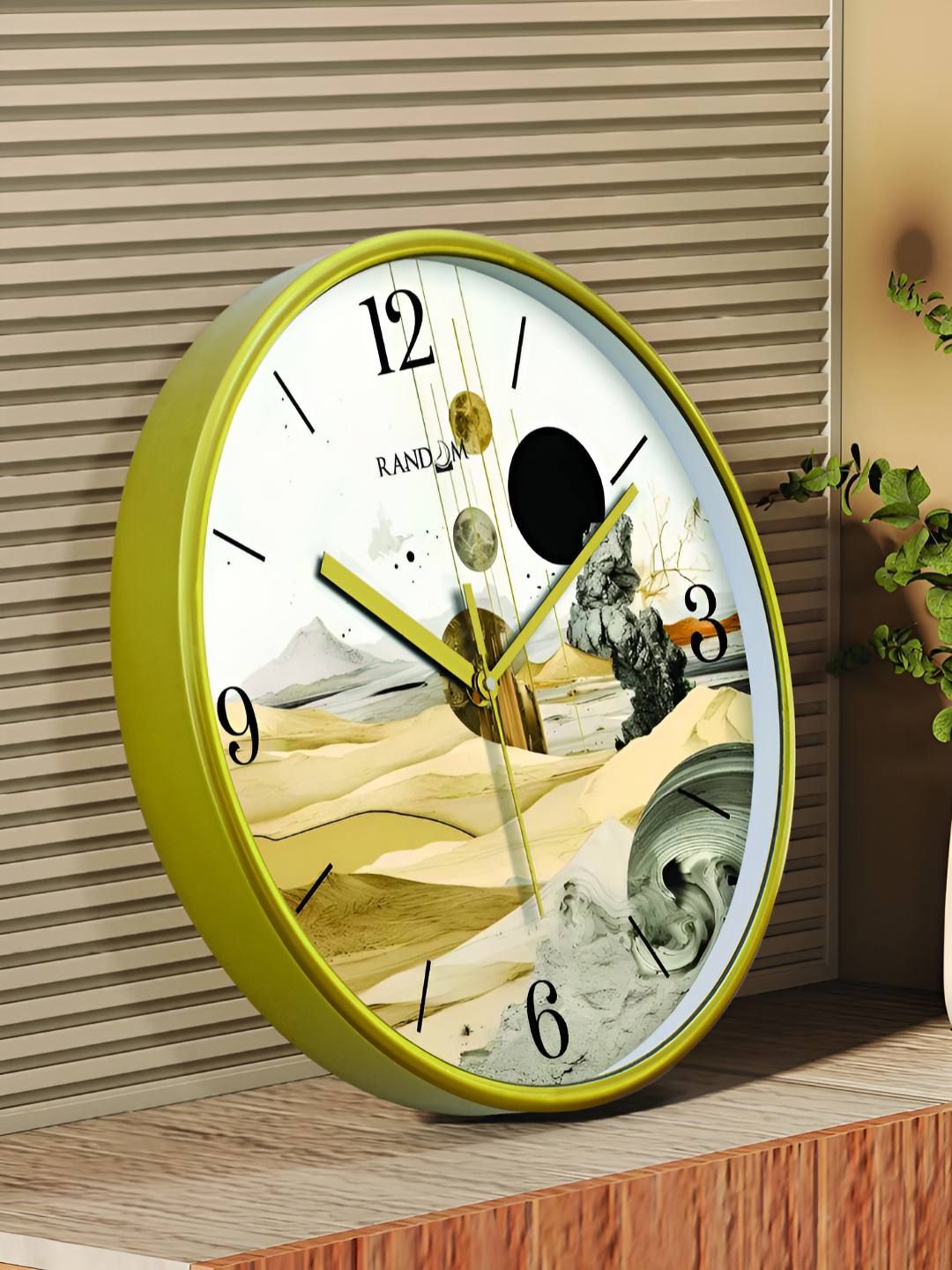 RANDOM White & Green Printed Analogue Contemporary Wall Clock-image-38