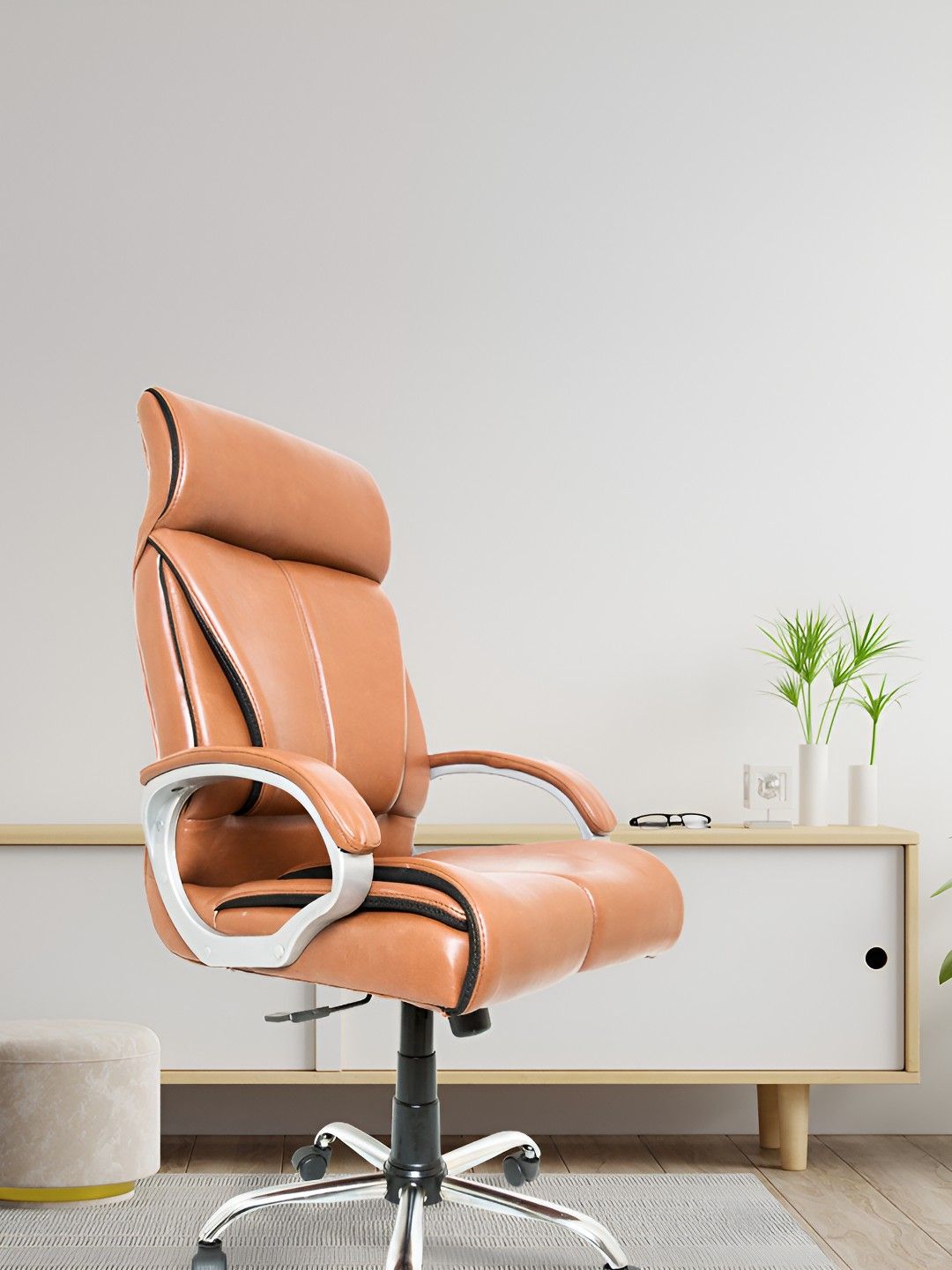 CELLBELL Enrico C54 Orange-Coloured & Grey Adjustable High Back Leatherette Boss Chair-image-11