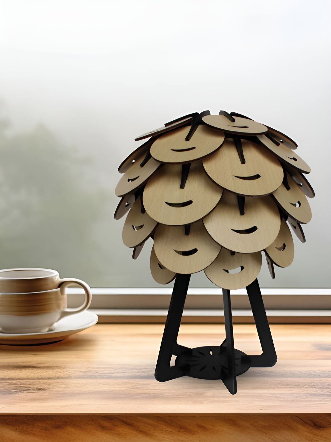 OLIVE TREE Brown & Black Abstract Shaped Wood Table Lamp-picture-37