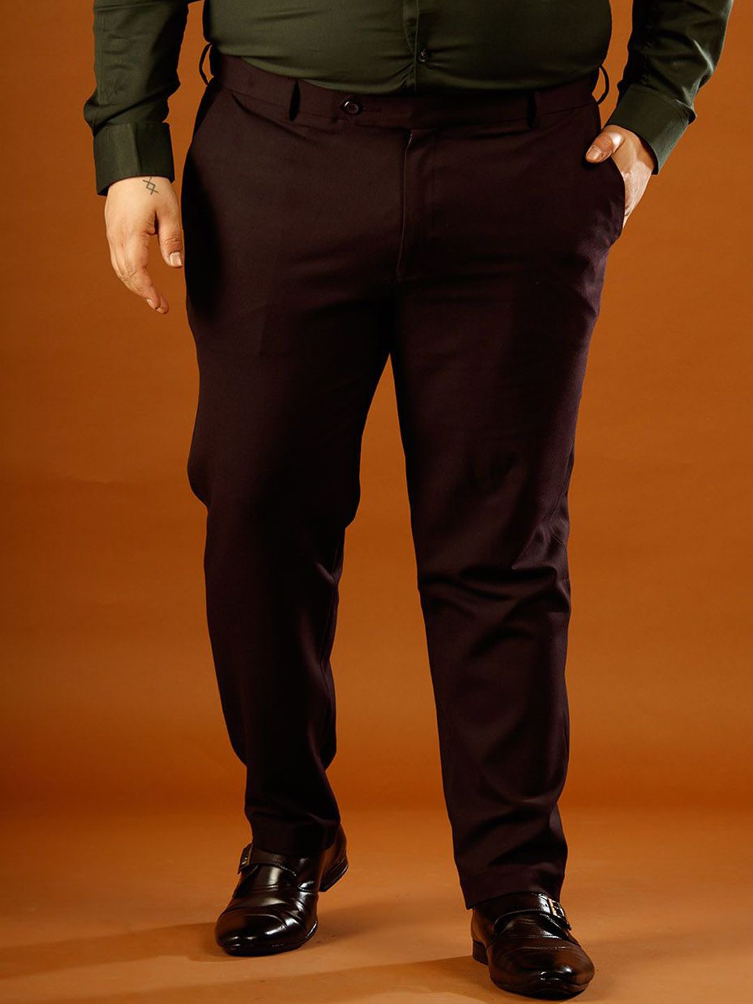 Muffynn Men Relaxed Straight Leg Fit Straight Fit Mid-Rise Formal Trousers-picture-57