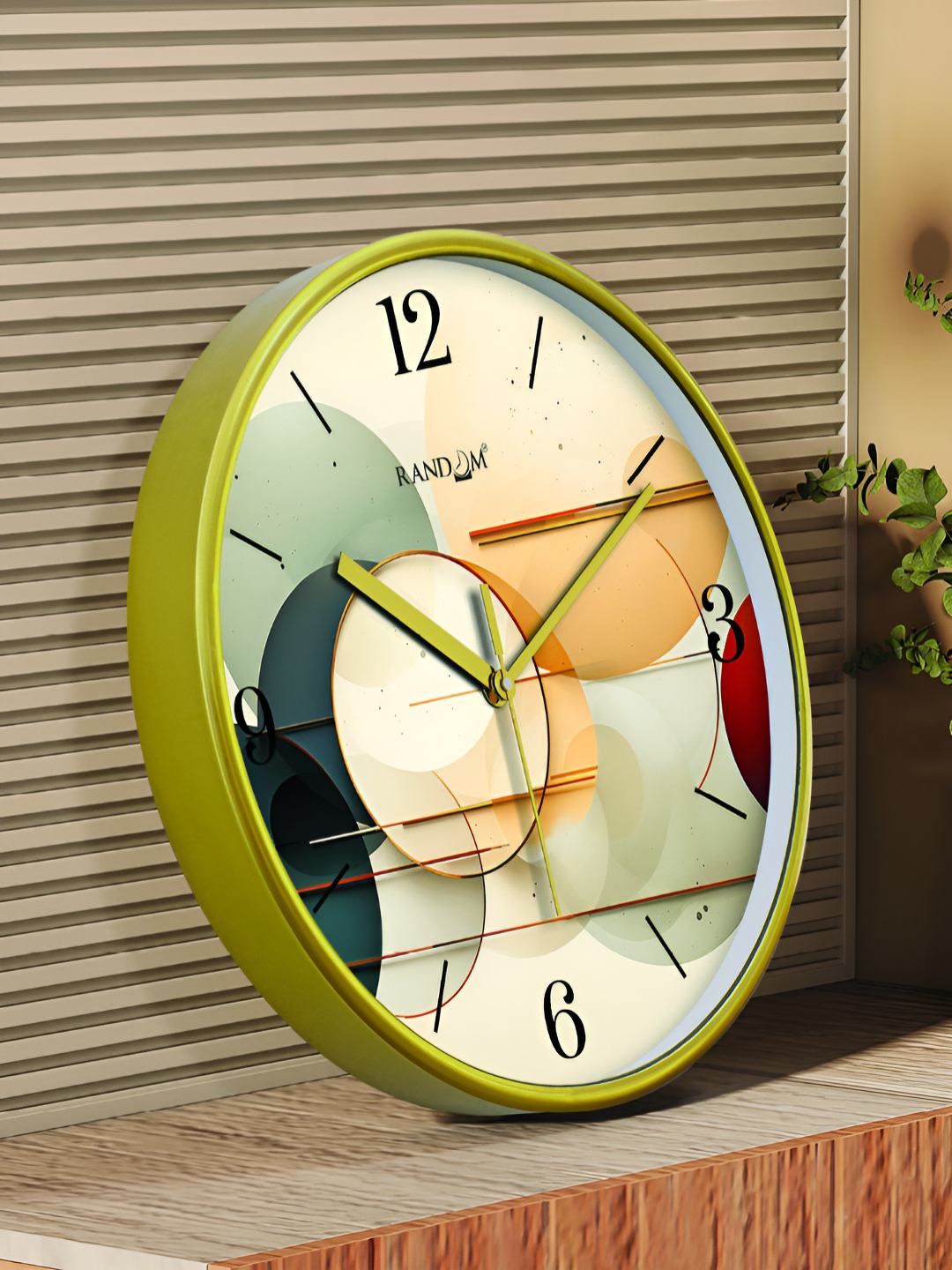RANDOM Cream-Coloured & Orange Printed Contemporary Round Shaped Analogue Wall Clock-picture-21