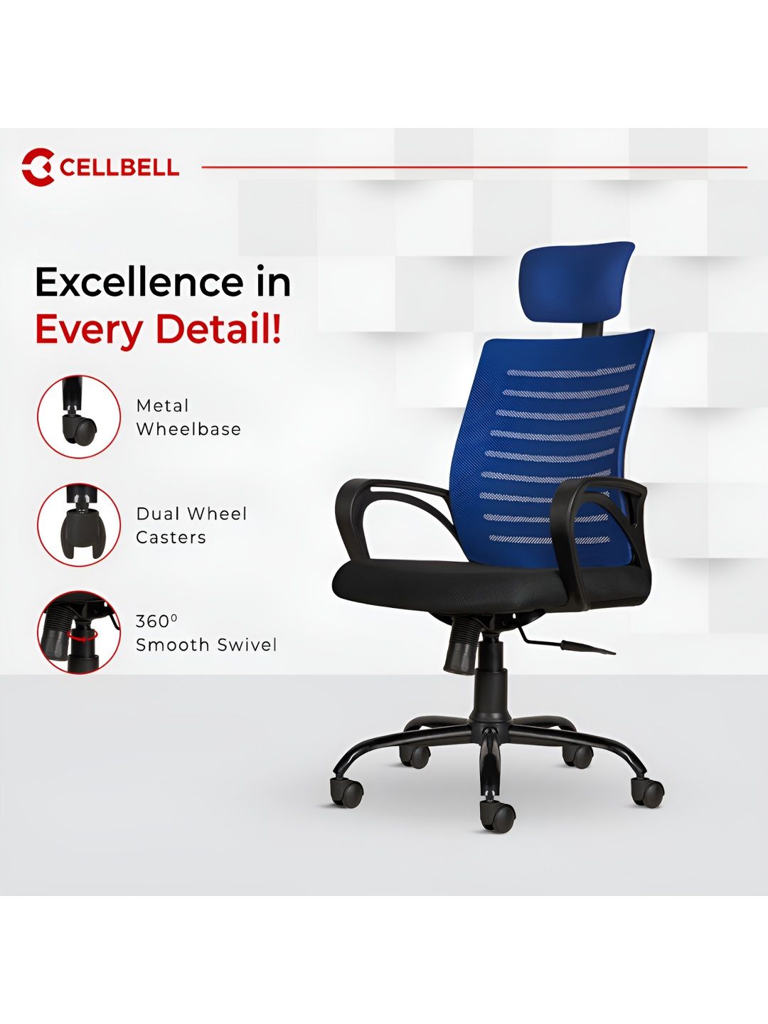 CELLBELL Desire C104 Blue Mesh Study Chair-picture-43