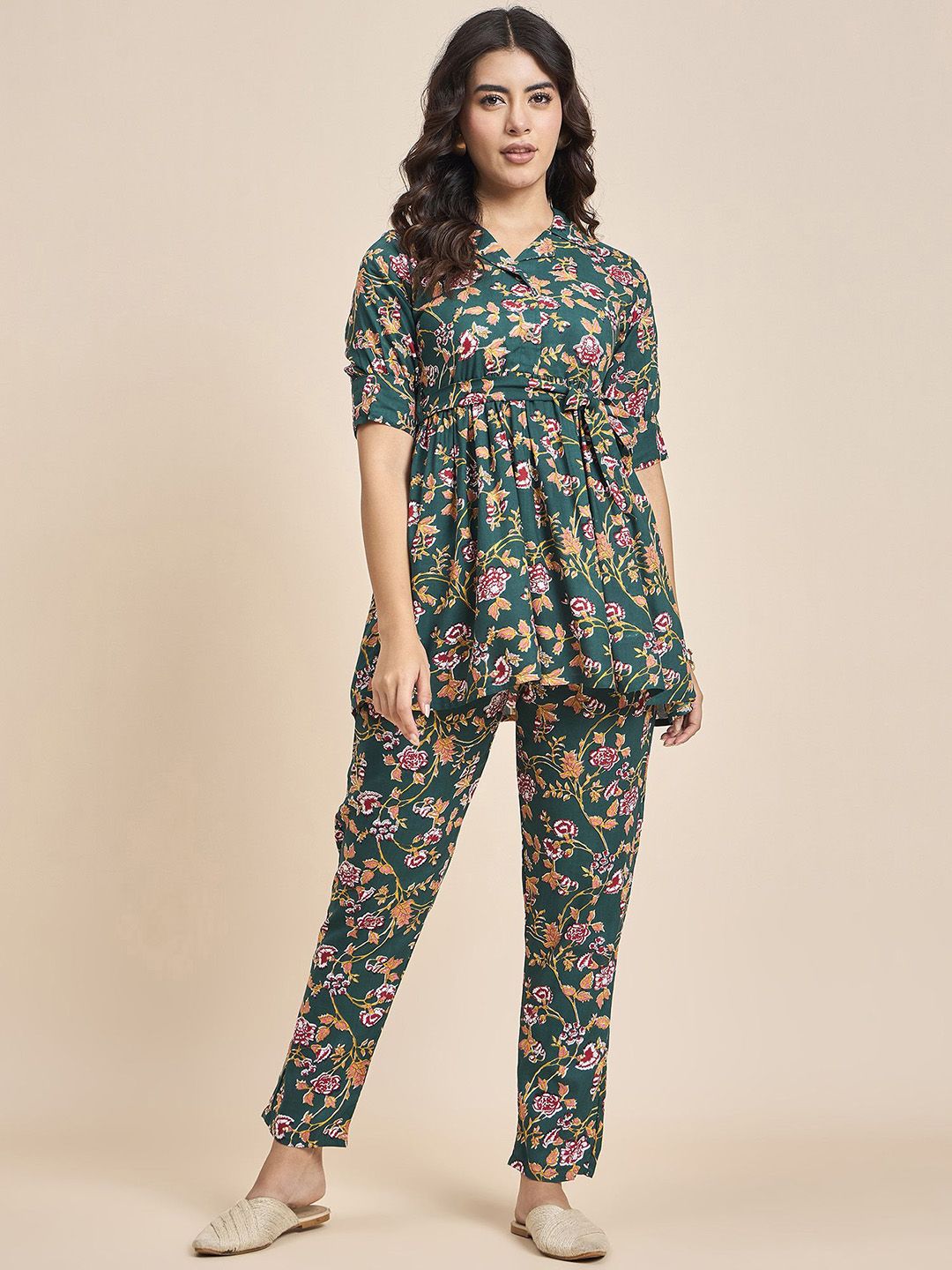 TRUVON FASHIONS Printed Tunic & Trousers Co-Ord