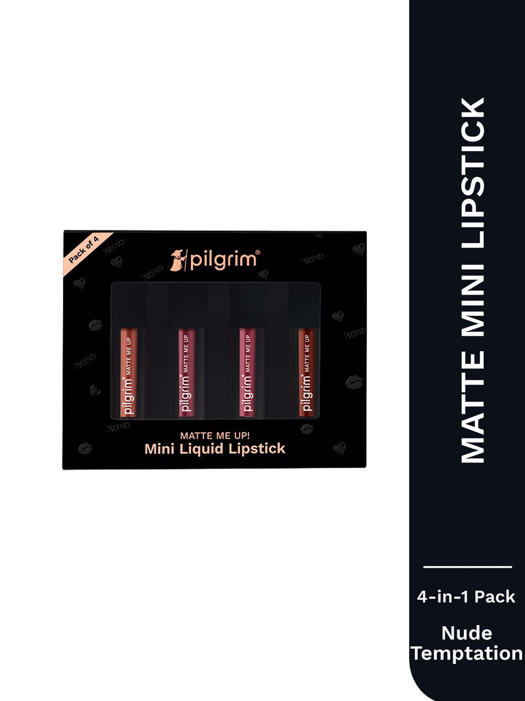 Pilgrim Set Of 4 Matte Me Up Mini Liquid Lipstick - 1 ml Each - Nude Temptation-picture-44