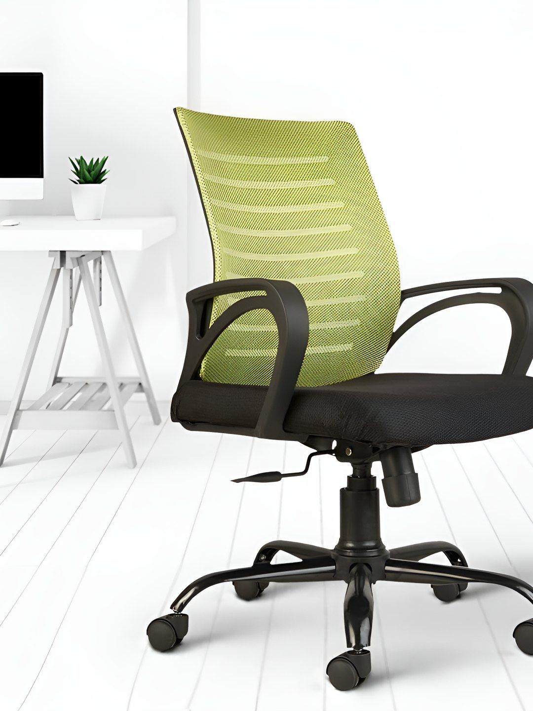 CELLBELL Desire C104 Green & Black Mid Back Mesh Study Arm Chair-picture-39