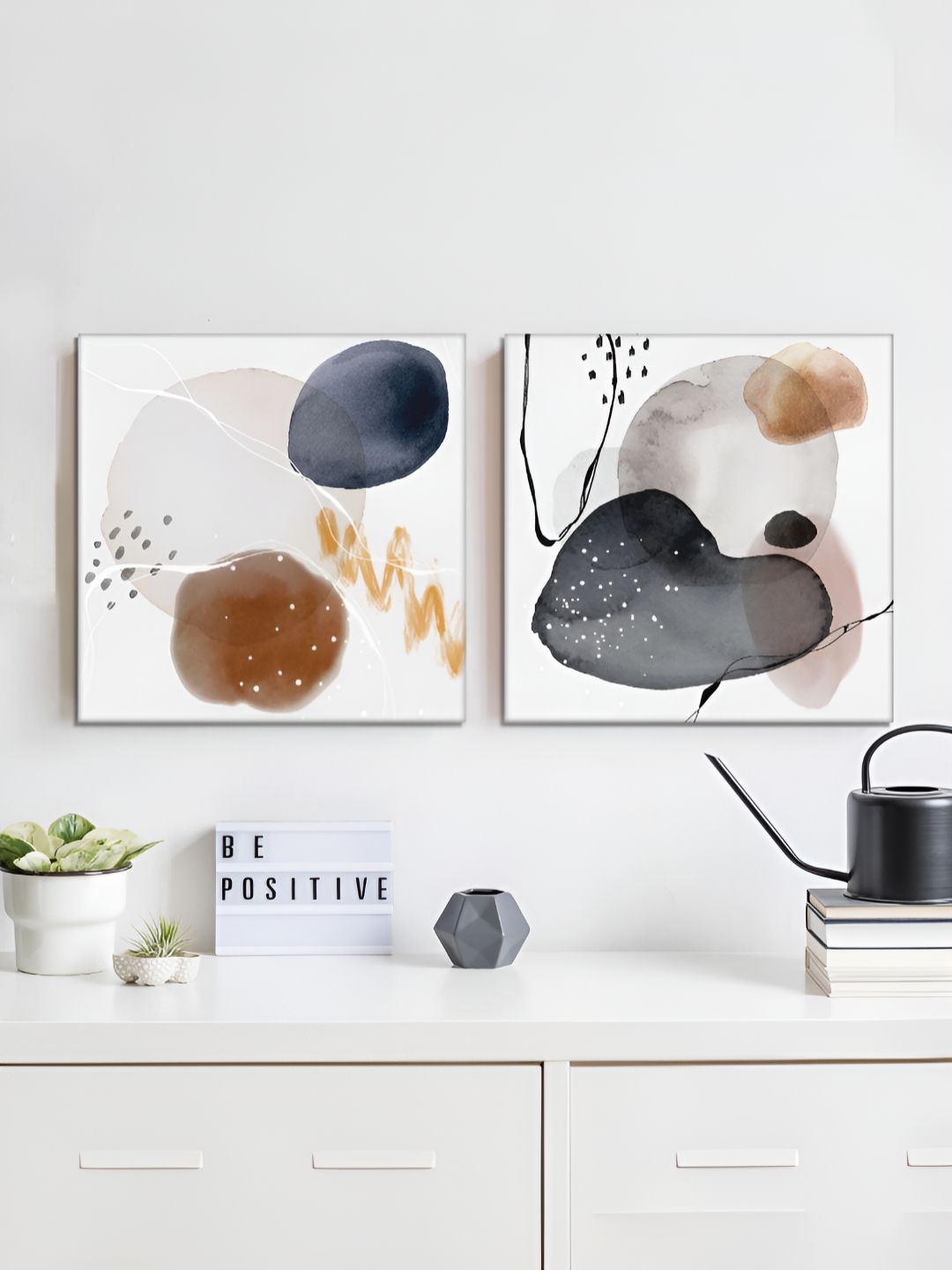 RANDOM White & Blue 2 Pieces Abstract Canvas Wall Art-picture-26