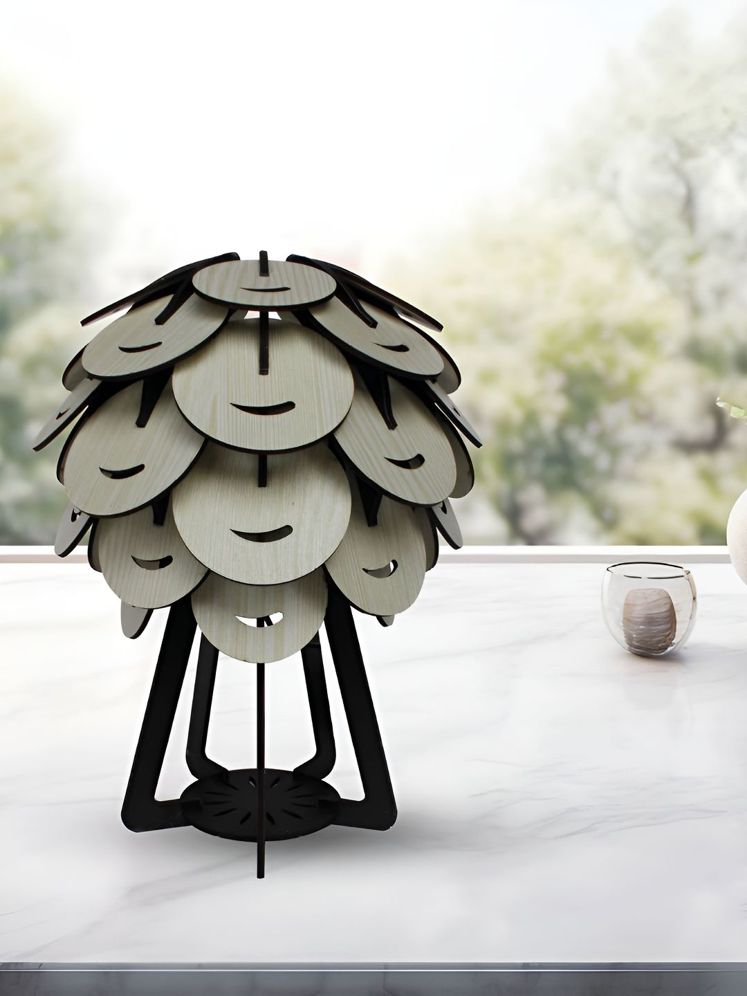 OLIVE TREE Cream-Coloured Abstract Shaped Wood Table Lamp-image-44
