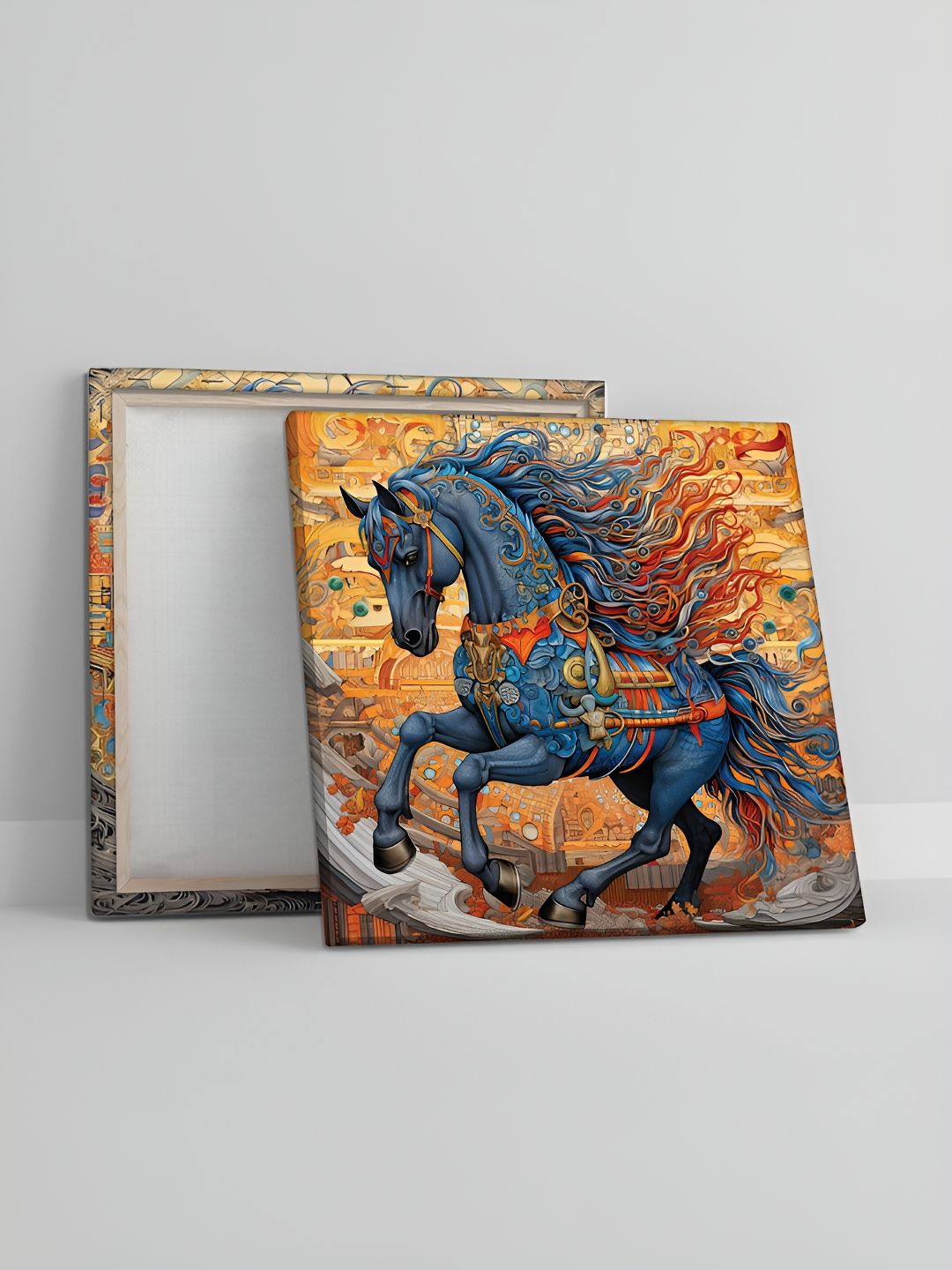 RANDOM Orange & Blue 2 Piece Birds and Animals Canvas Wall Paintings-picture-32