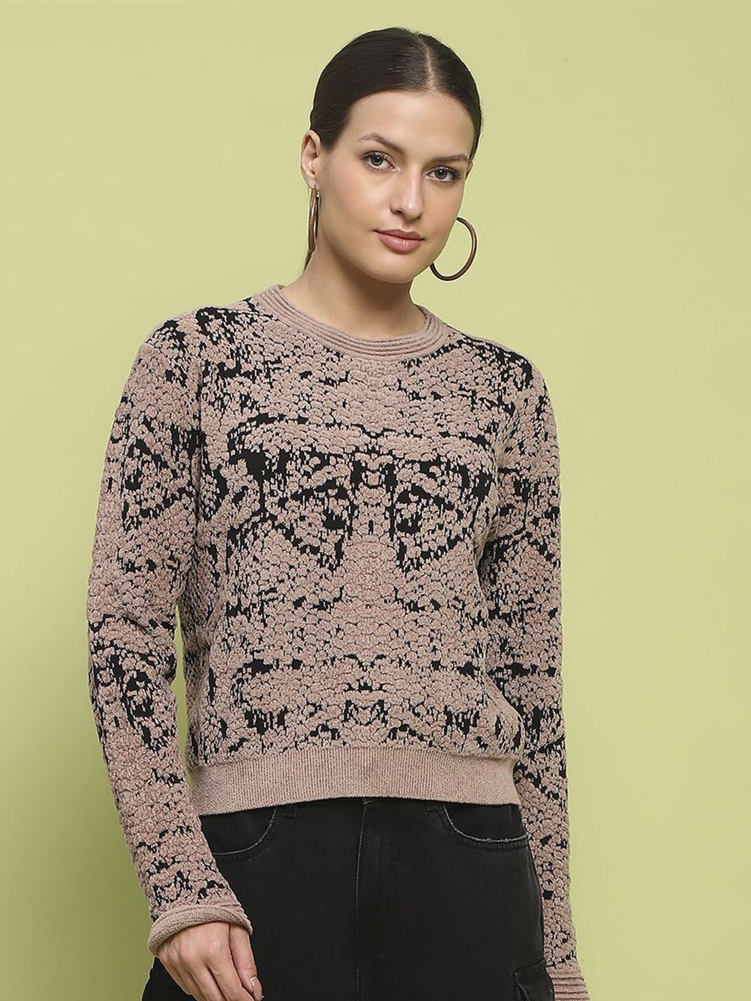 Madame Women Self Design Coated Pullover Sweater-picture-29