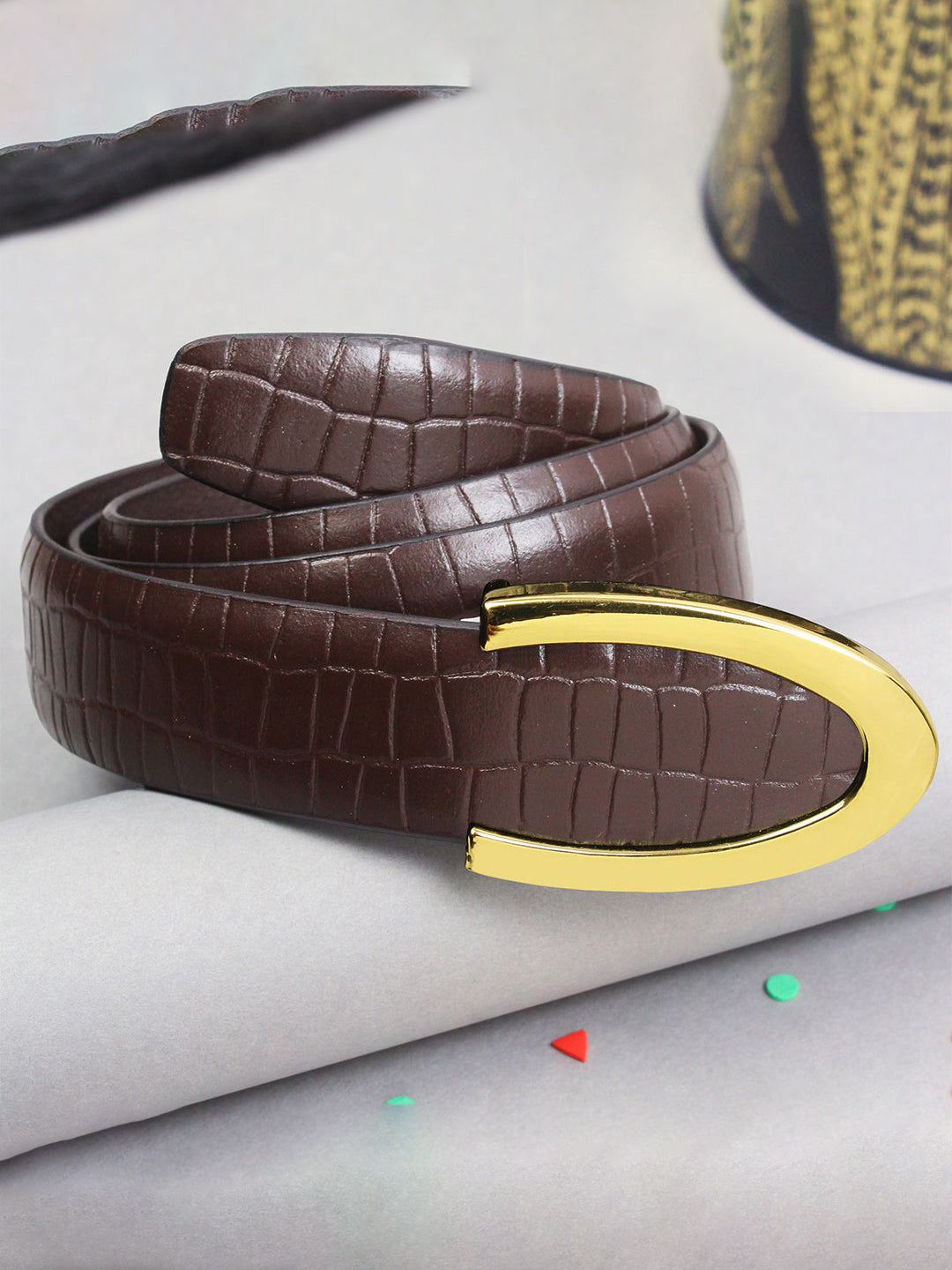 PELUCHE Men Textured Leather Formal Belt-picture-45