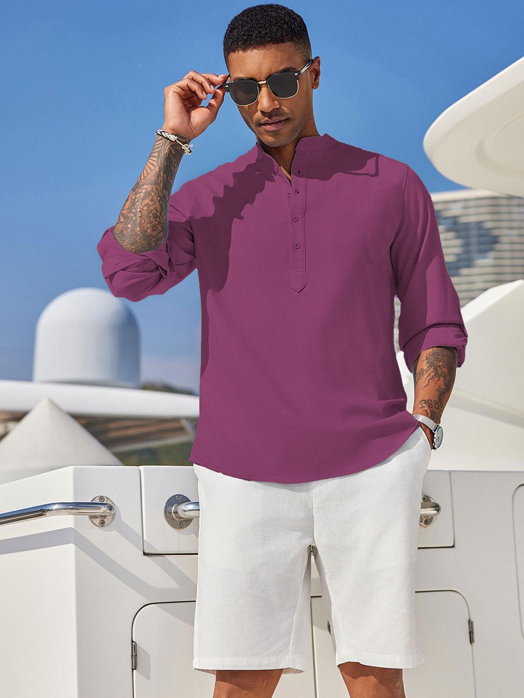 Anouk Mandarin Collar Cotton Straight Short Kurta-picture-30