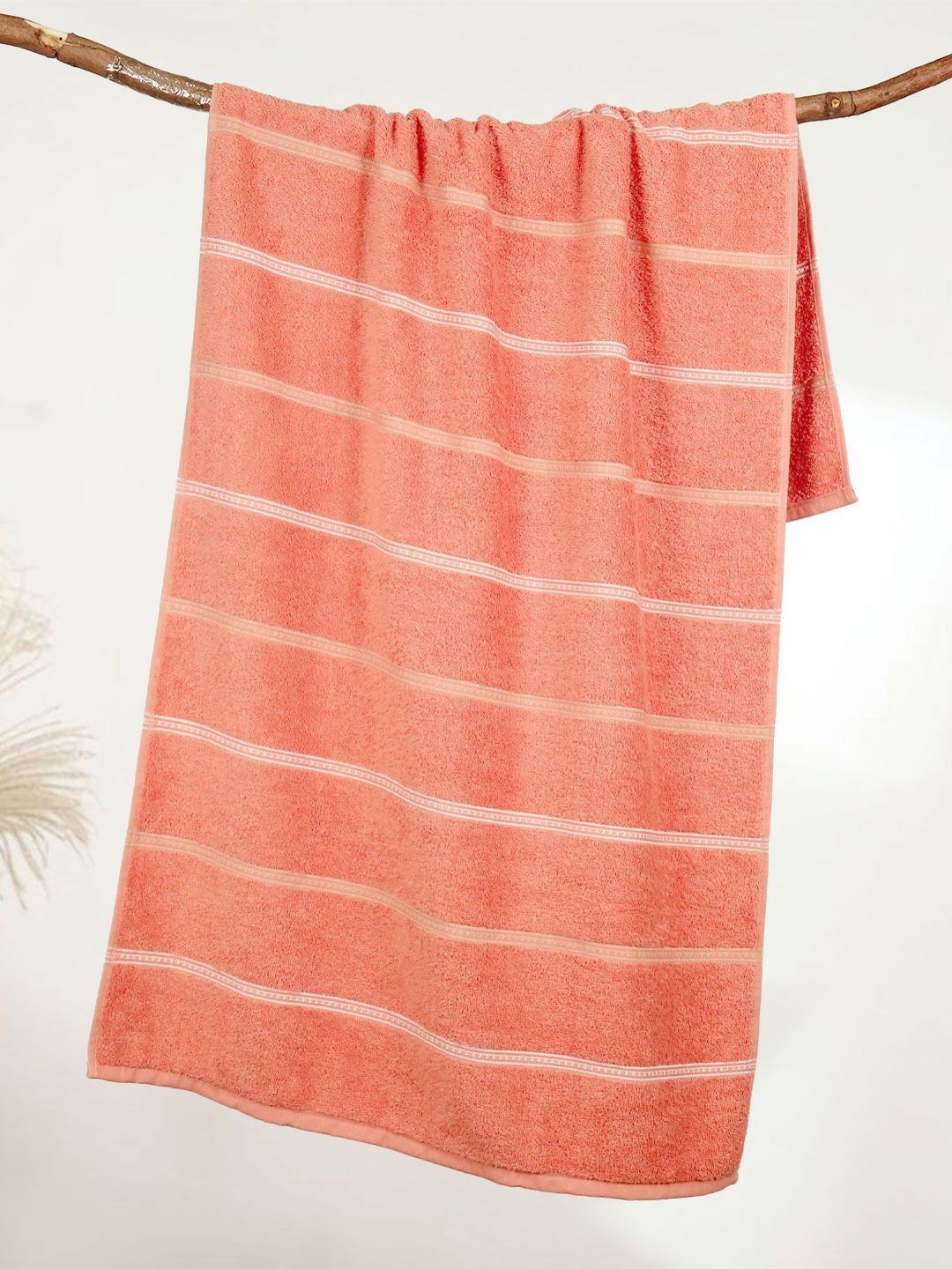 MYTRIDENT Red & White Striped Cotton 450 GSM Bath Towel-image-27
