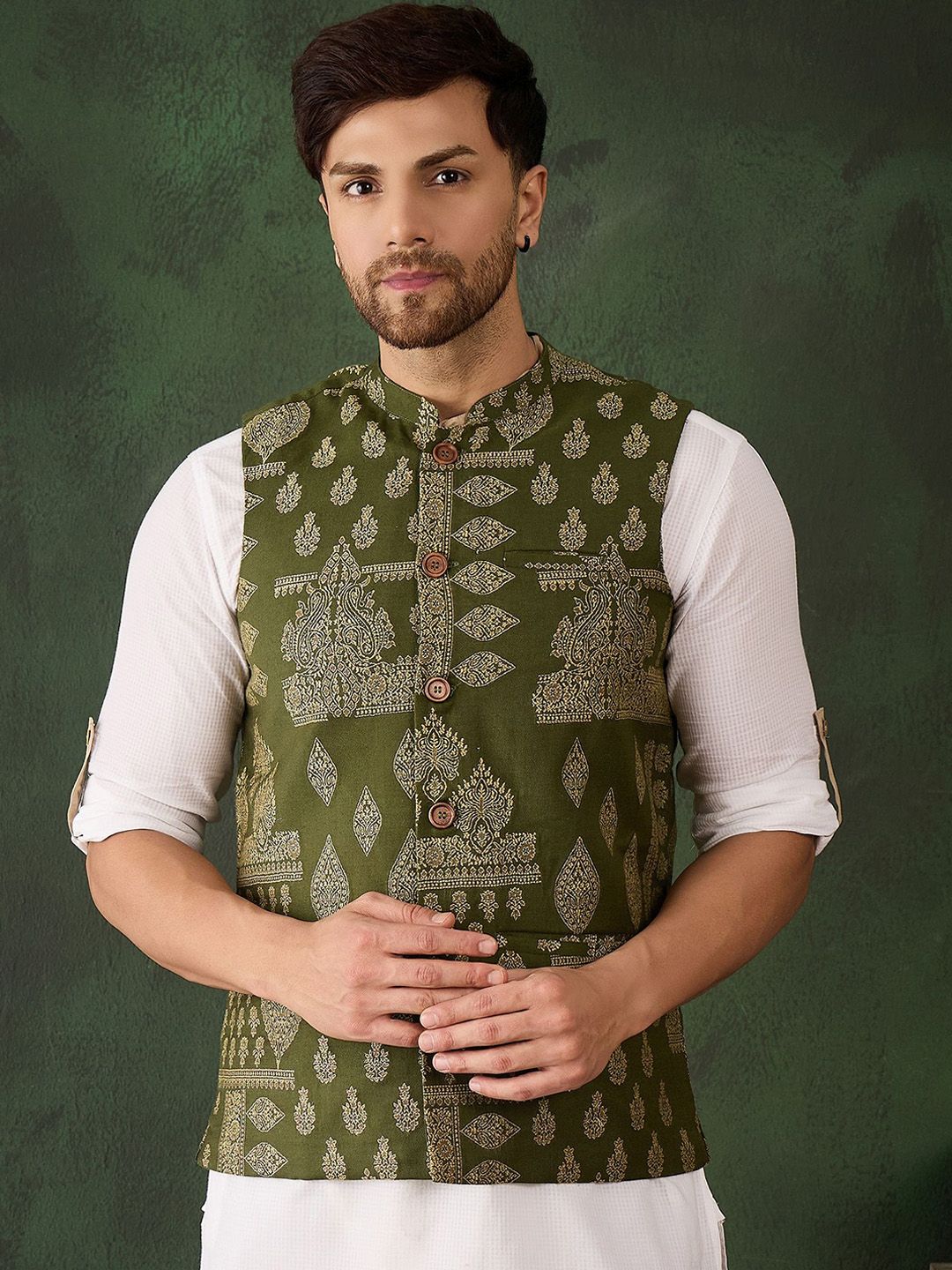Sangria Men Woven Design Winter Pashmina Nehru Jackets-picture-56