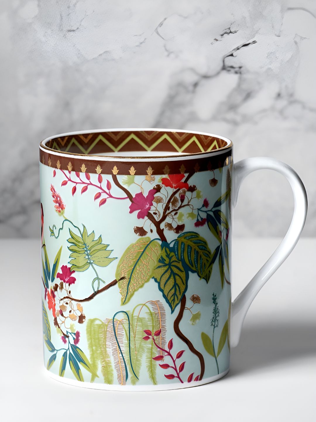 clay craft India Circus Swing Green & Pink 2 Pieces 22K Gold Plating Ceramic Mugs 350ml-picture-11