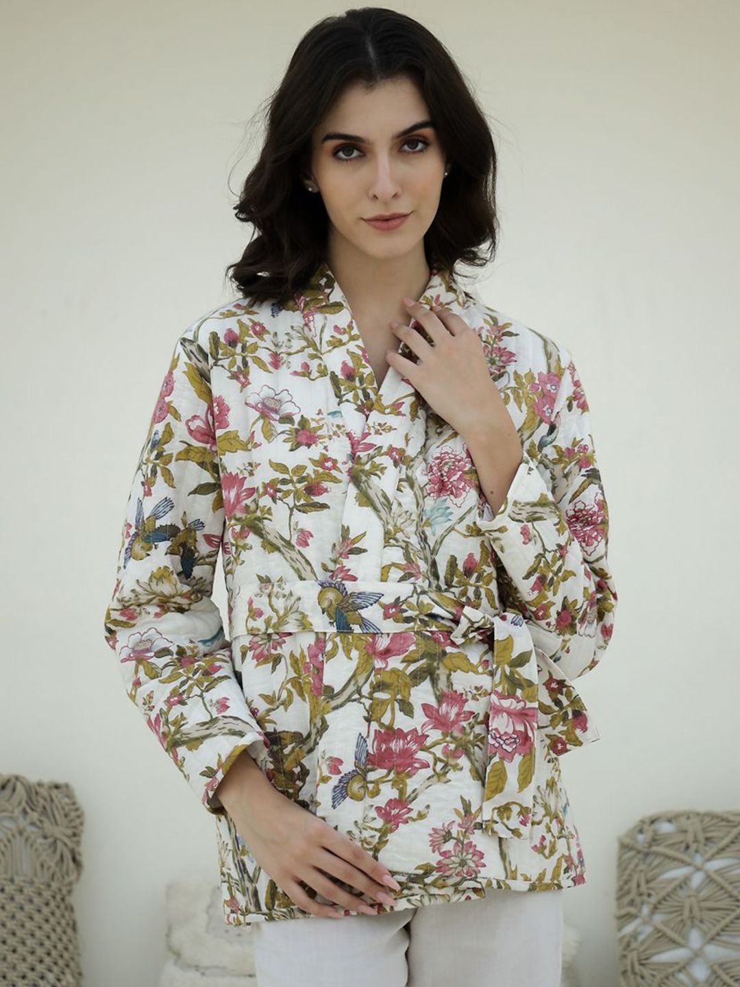SANSKRUTIHOMES Women Floral Printed Quilted Jacket-picture-21