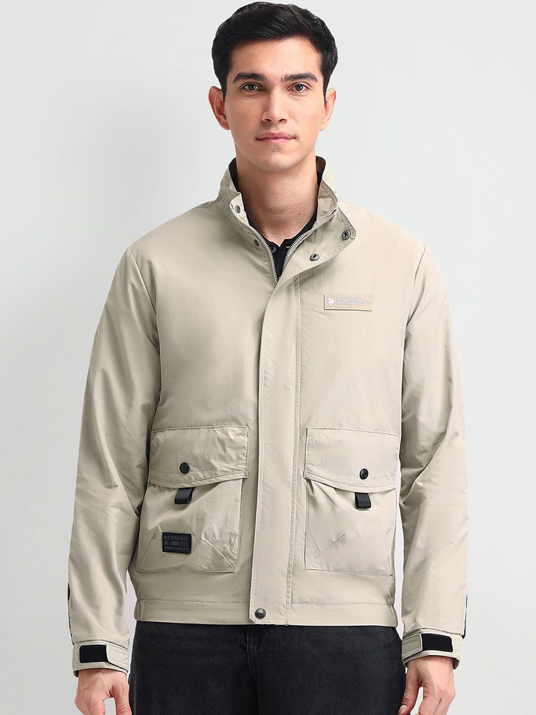 U.S. Polo Assn. Denim Co. Men Stand Collar Typography Printed Casual Bomber Jacket-picture-46