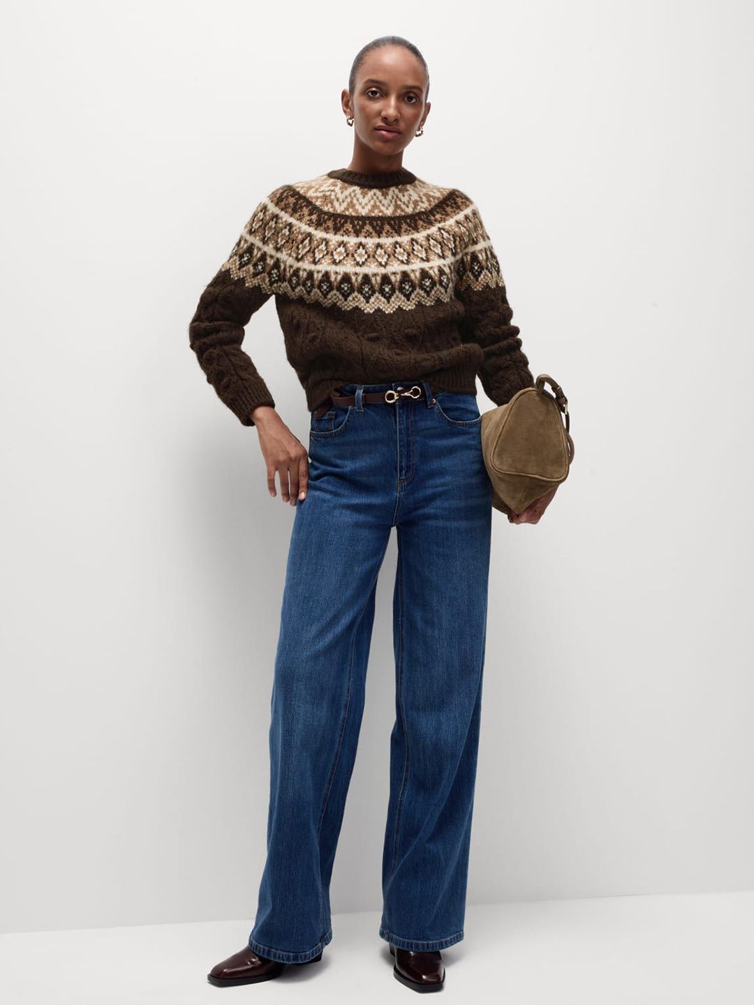 Marks & Spencer Women Fair Isle Self Design Pullover Sweaters