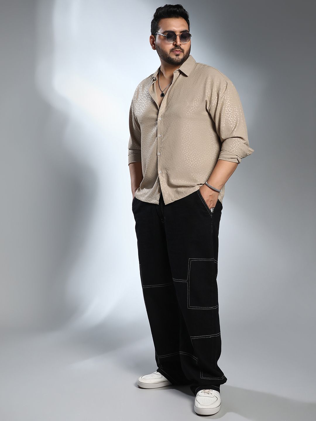 Instafab Plus Size Men Comfort Textured Casual Shirt-picture-16