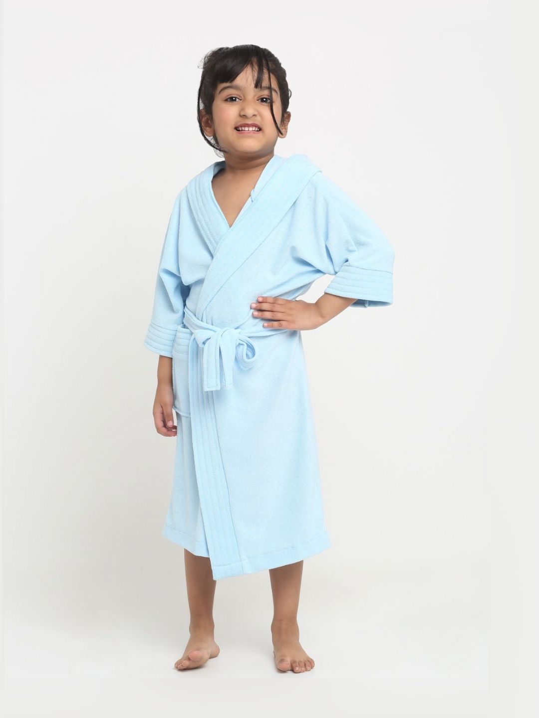 Creeva Kids Blue Shawl Collar Bath Robe-image-33