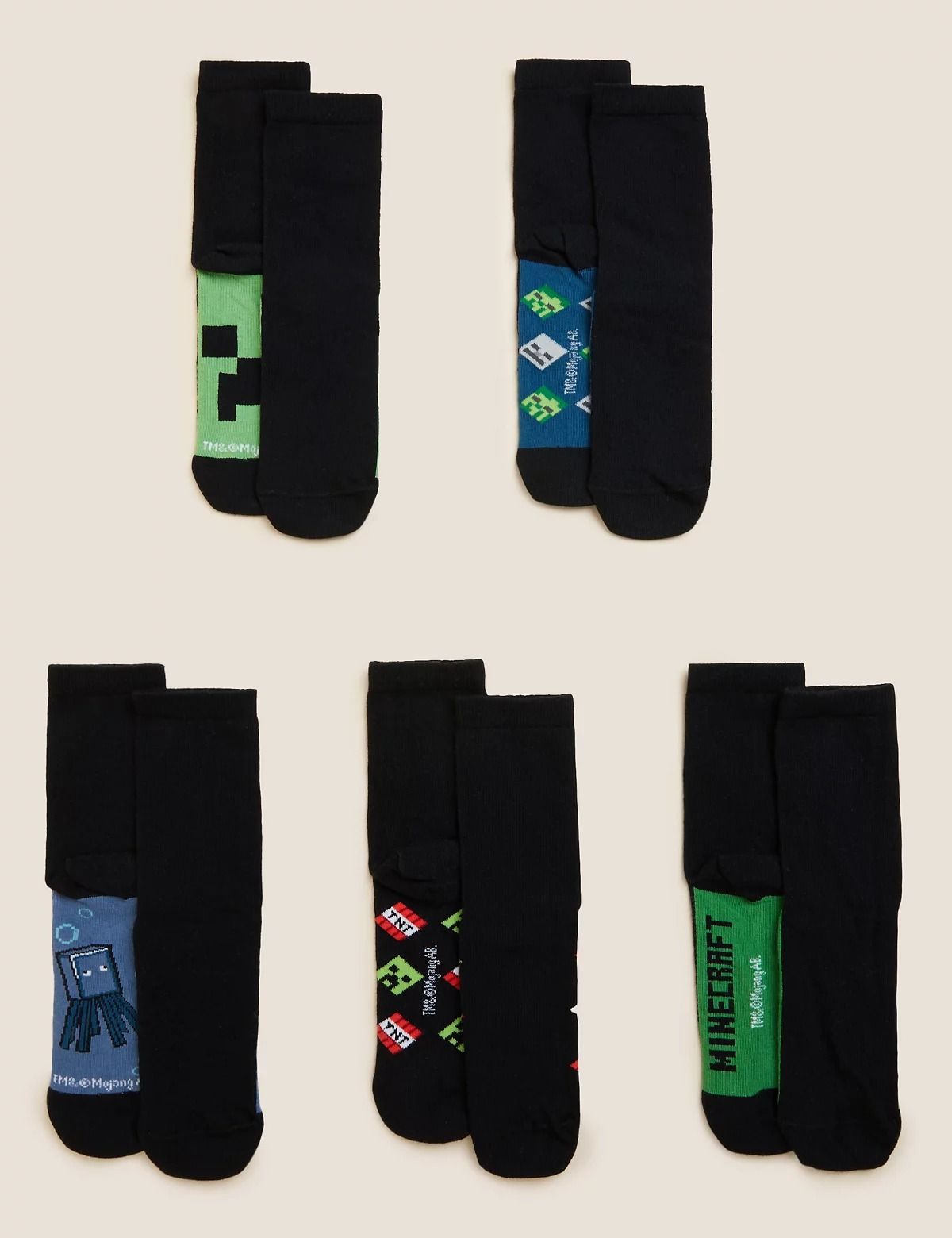Marks & Spencer Boys Pack Of 5 Patterned Ankle Length Socks-picture-20