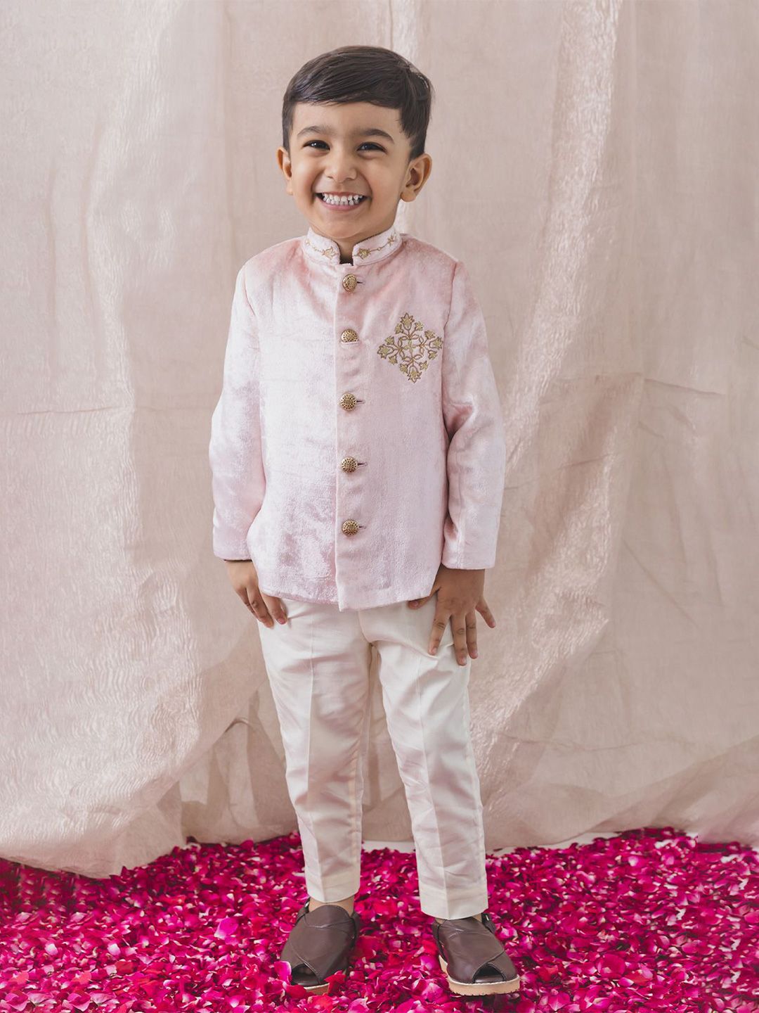 Tiber Taber Boys Embroidered Single-Breasted Two-Piece Suit-image-9