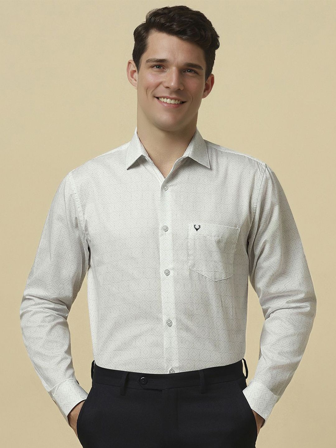 Allen Solly Men Spread Collar Geometric Printed Cotton Slim Fit Formal Shirt-image-28