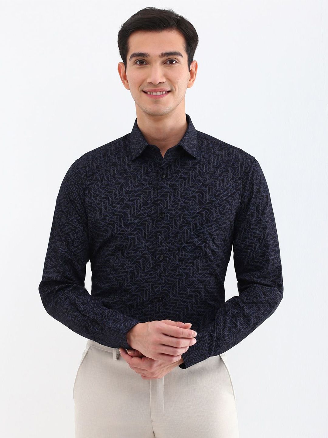 Allen Solly Men Spread Collar Geometric Printed Cotton Slim Fit Formal Shirt-image-34